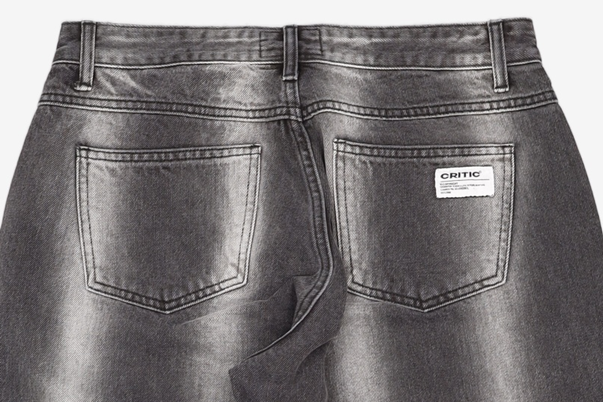 크리틱(CRITIC) Stripe Washing Denim Pants Black M
