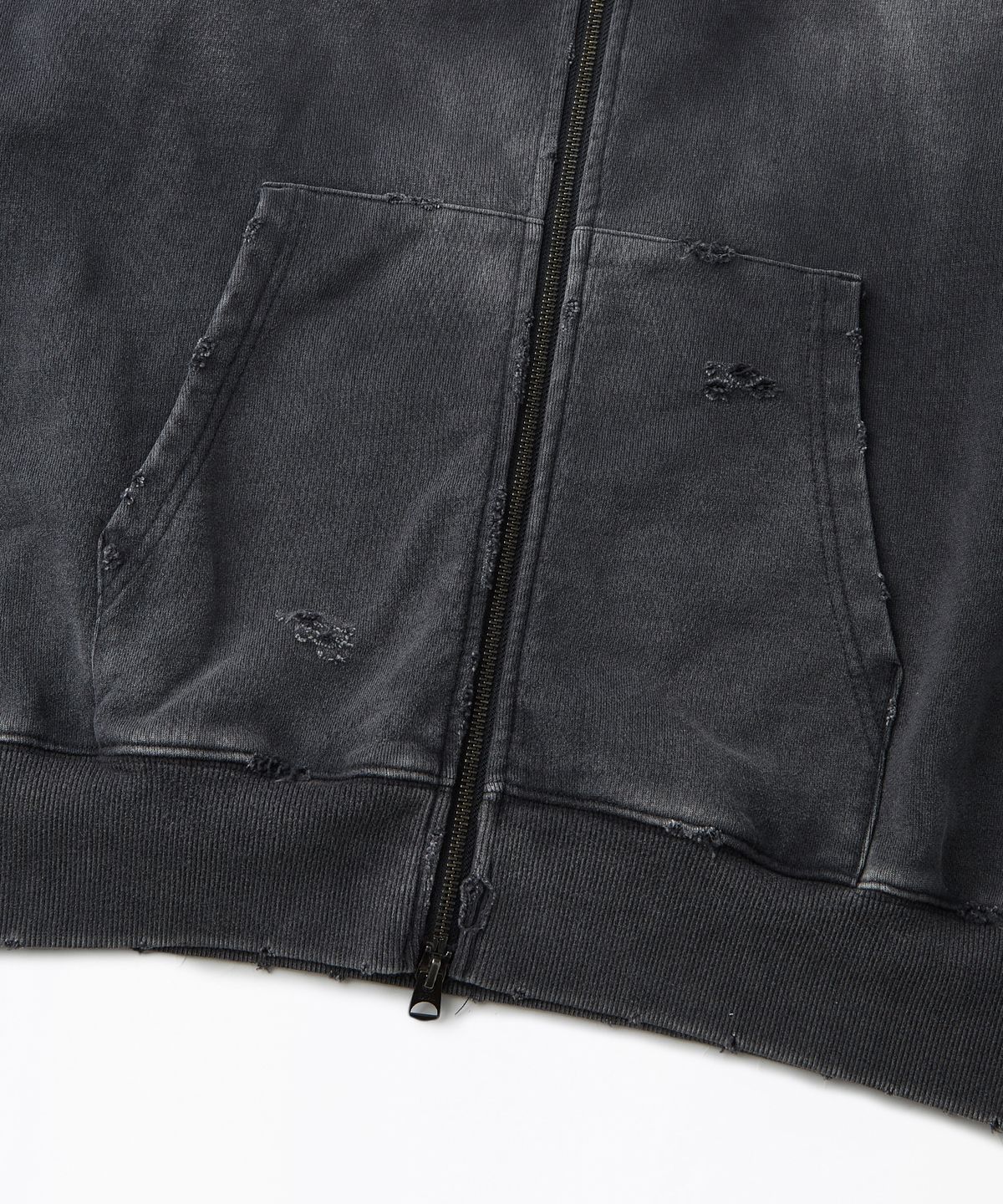 아웃스탠딩(OUTSTANDING) VINTAGE WASHING HOOD ZIP SWEAT_VINTAGE CHARCOAL