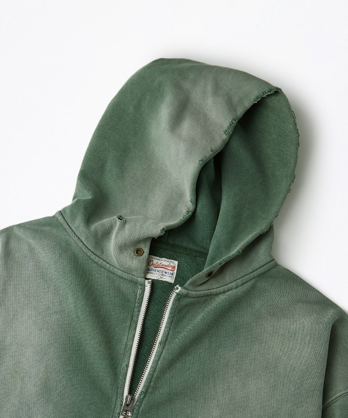 아웃스탠딩(OUTSTANDING) VINTAGE WASHING HOOD ZIP SWEAT_VINTAGE GREEN