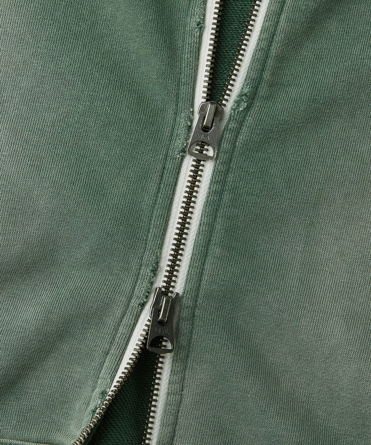 아웃스탠딩(OUTSTANDING) VINTAGE WASHING HOOD ZIP SWEAT_VINTAGE GREEN