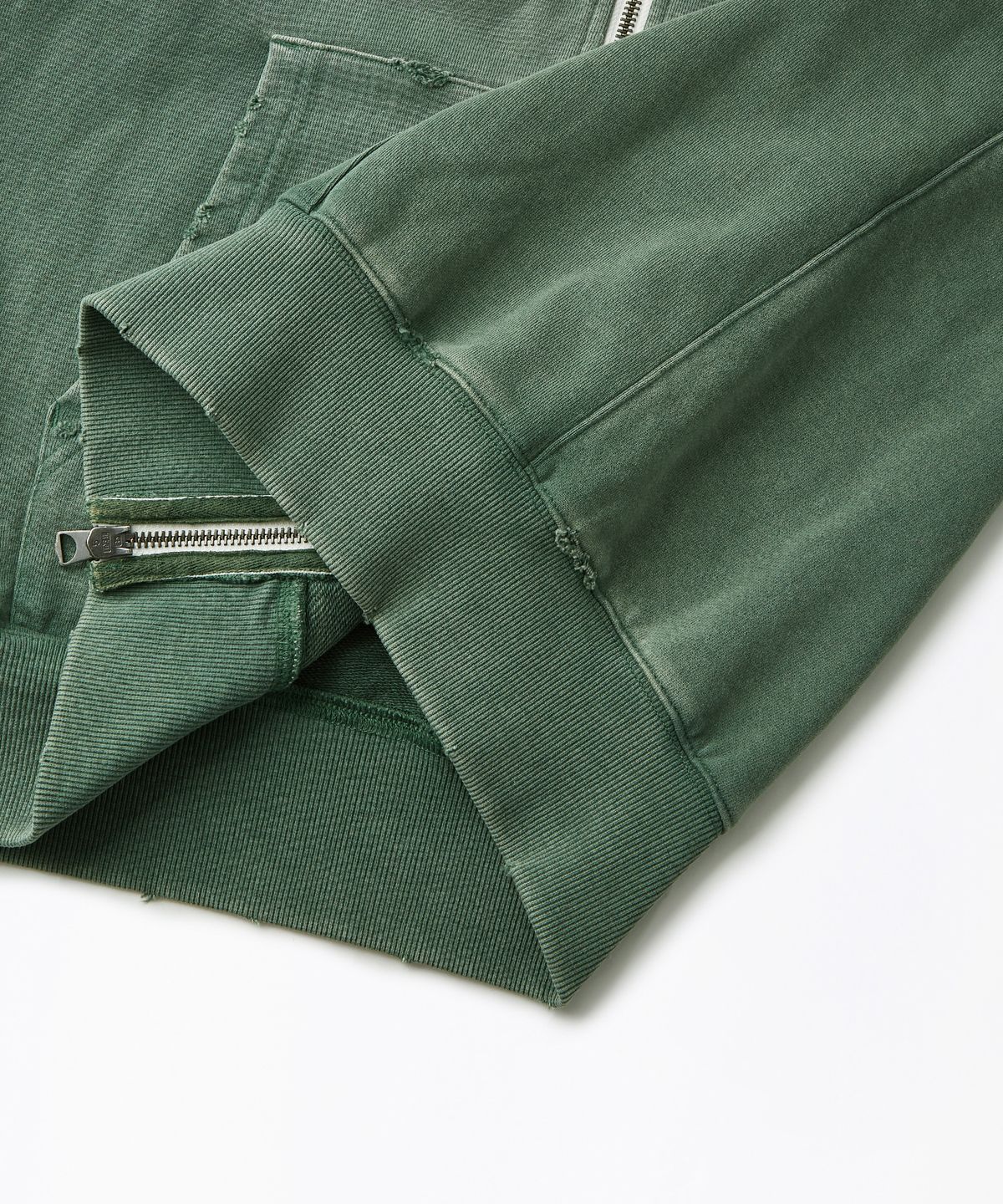 아웃스탠딩(OUTSTANDING) VINTAGE WASHING HOOD ZIP SWEAT_VINTAGE GREEN