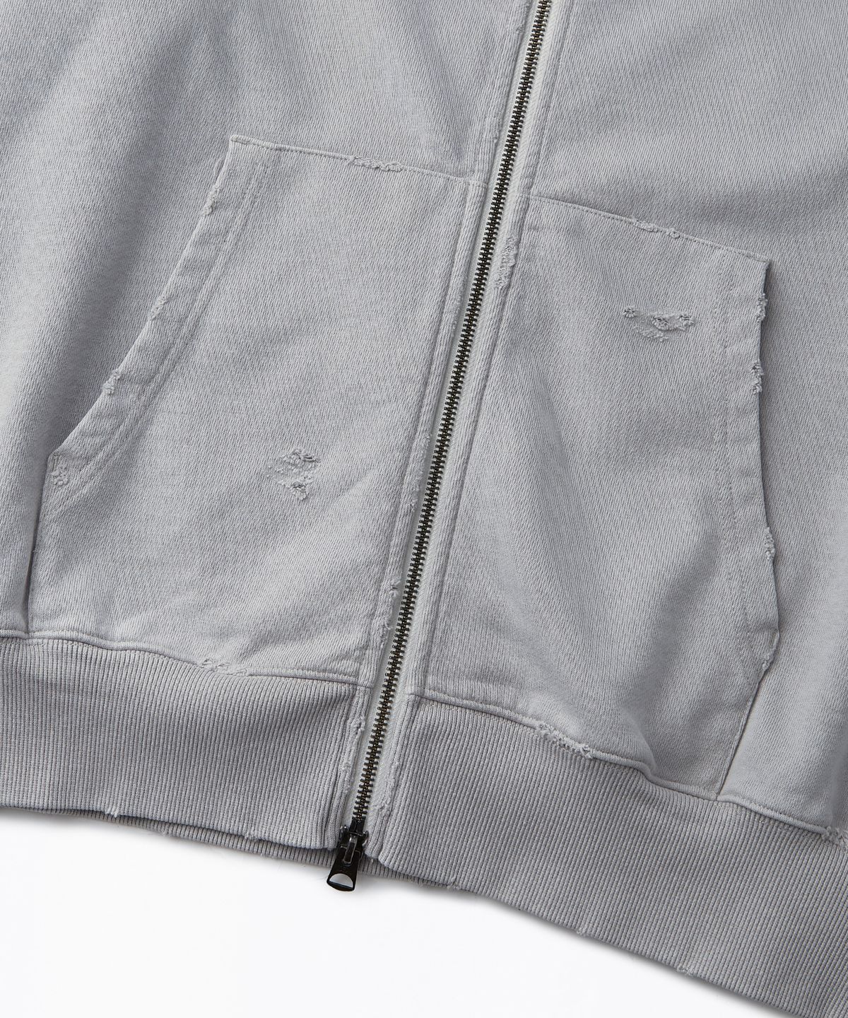 아웃스탠딩(OUTSTANDING) VINTAGE WASHING HOOD ZIP SWEAT_VINTAGE GRAY