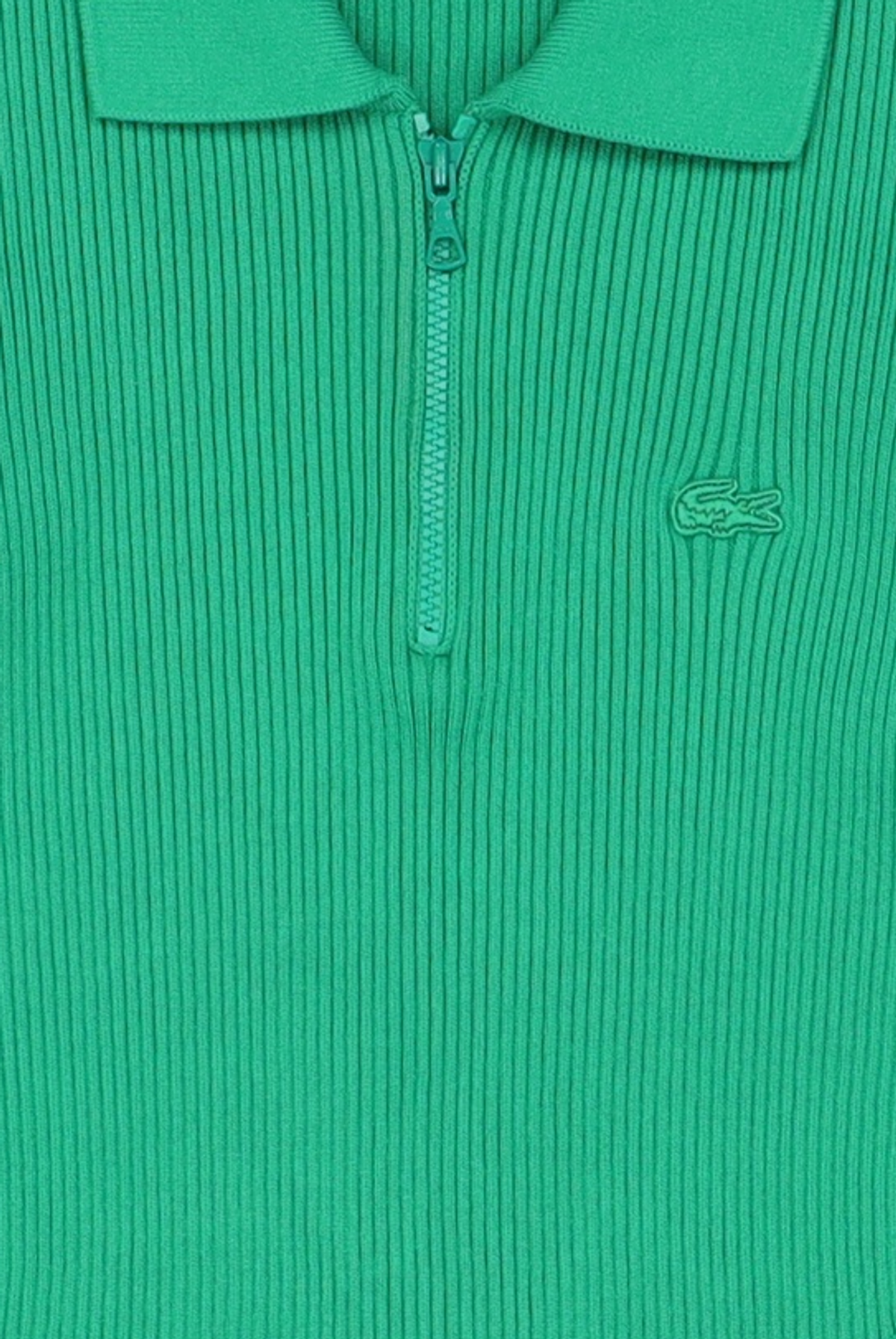 라코스테(LACOSTE) 여성 립조직 심리스 하프 짚업 반팔 폴로 스웨터 [화이트] 38