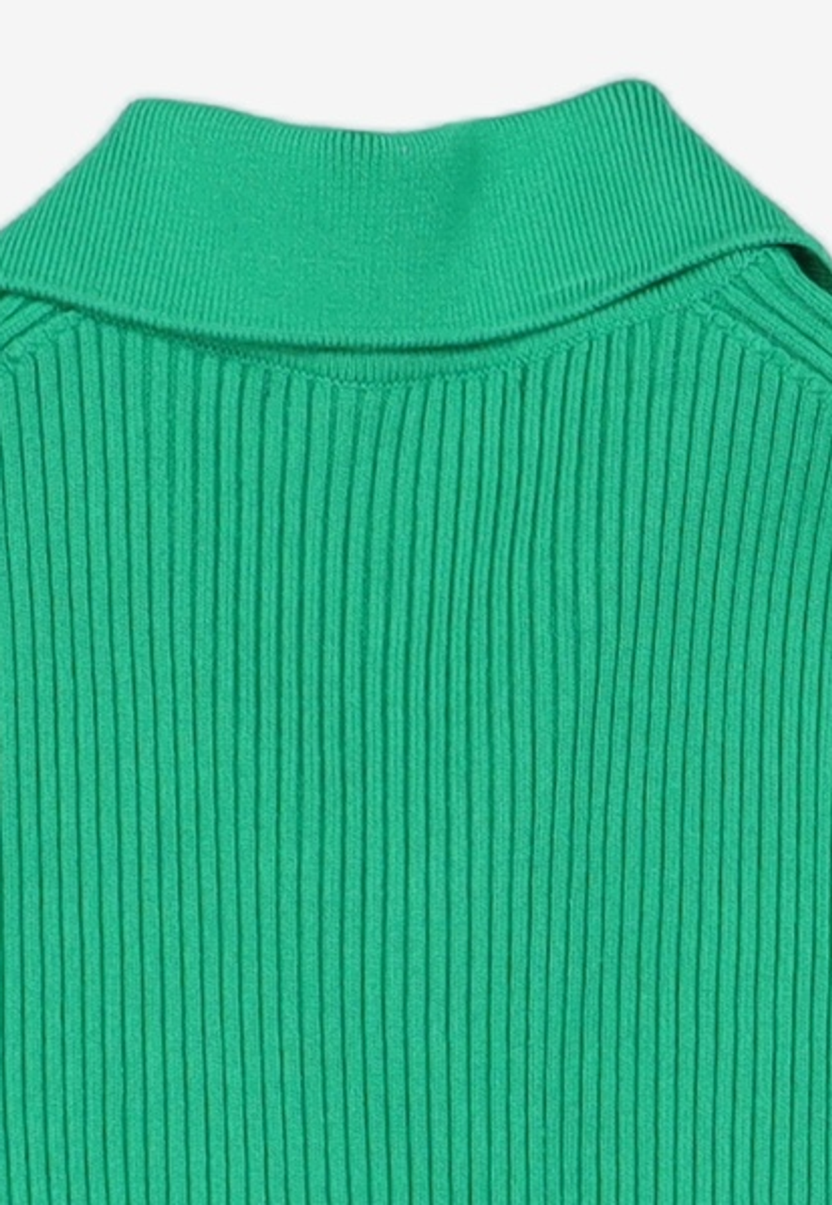 라코스테(LACOSTE) 여성 립조직 심리스 하프 짚업 반팔 폴로 스웨터 [화이트] 38