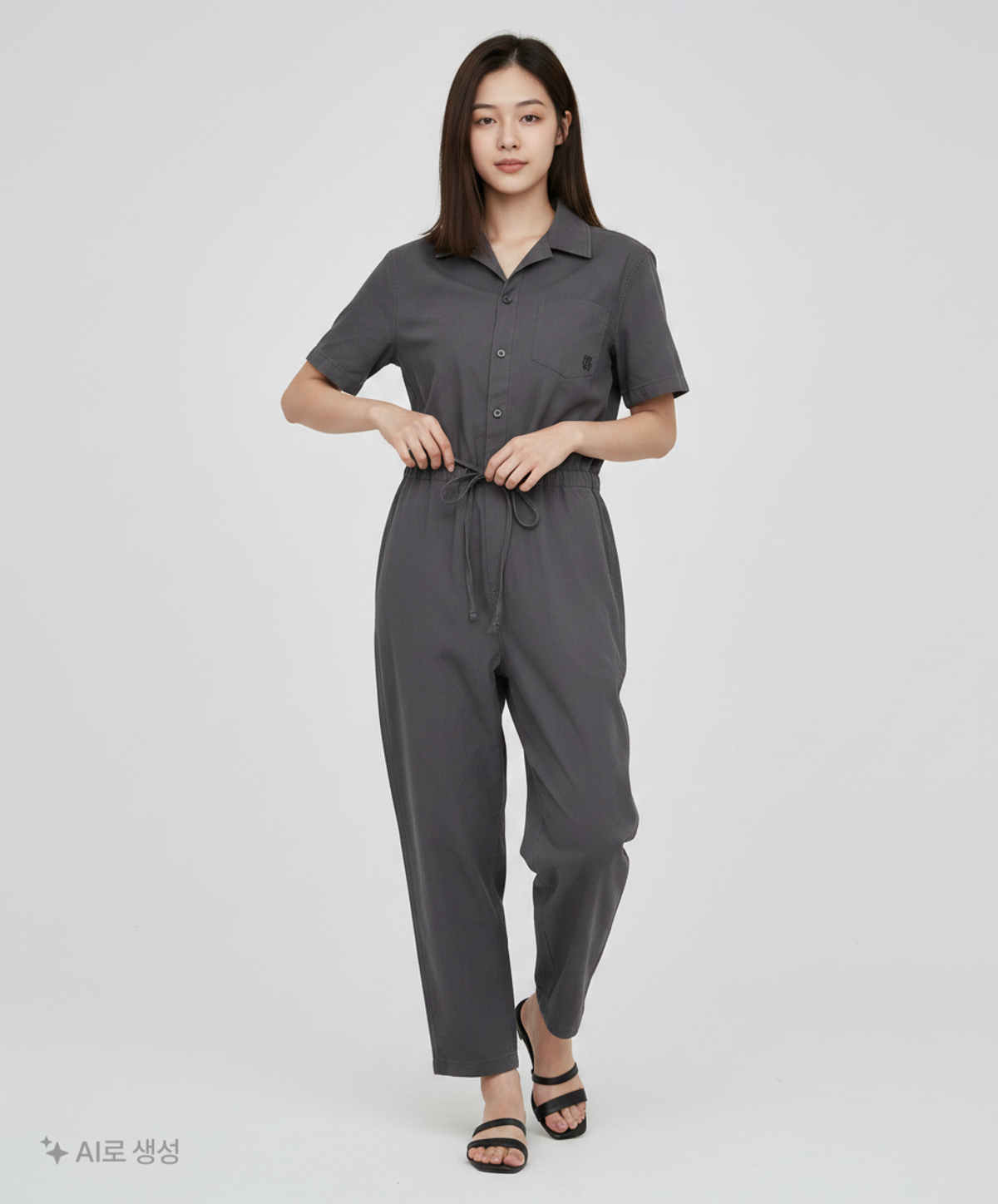 버커루(BUCKAROO) 여성 면 카라 점프수트 B212OP500P15 FREE