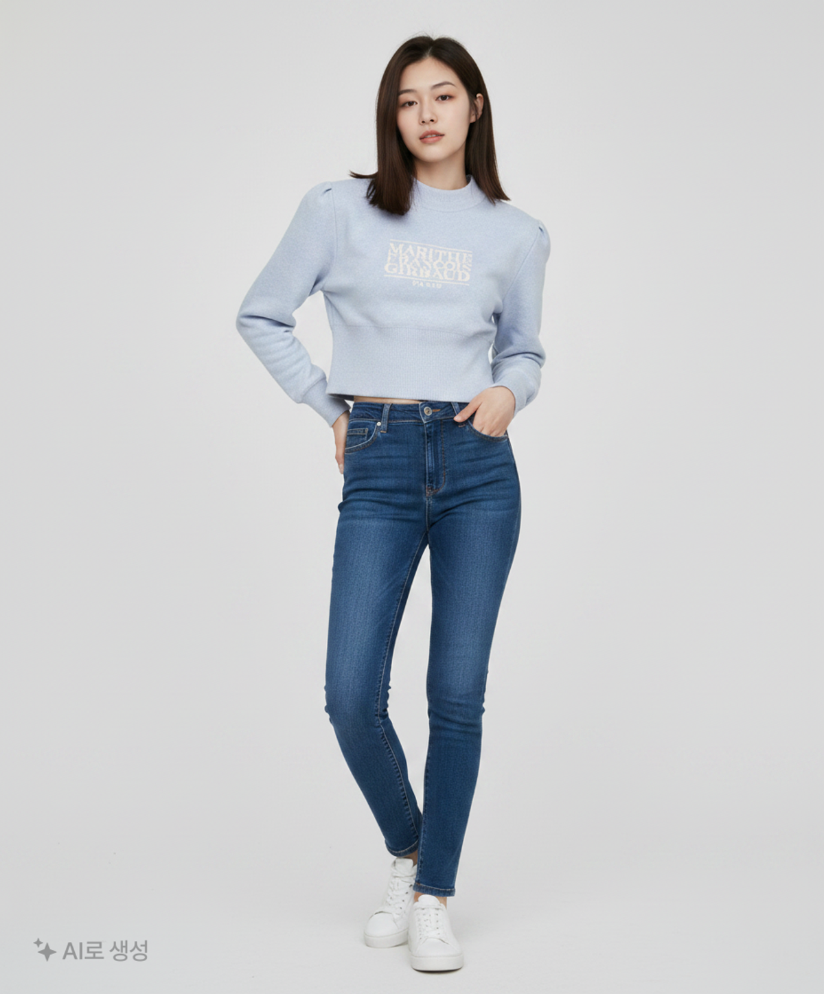마리떼 프랑소와 저버(MARITHÉ + FRANҪOIS GIRBAUD) F/W W CLASSIC LOGO CROP KNIT sky blue OS