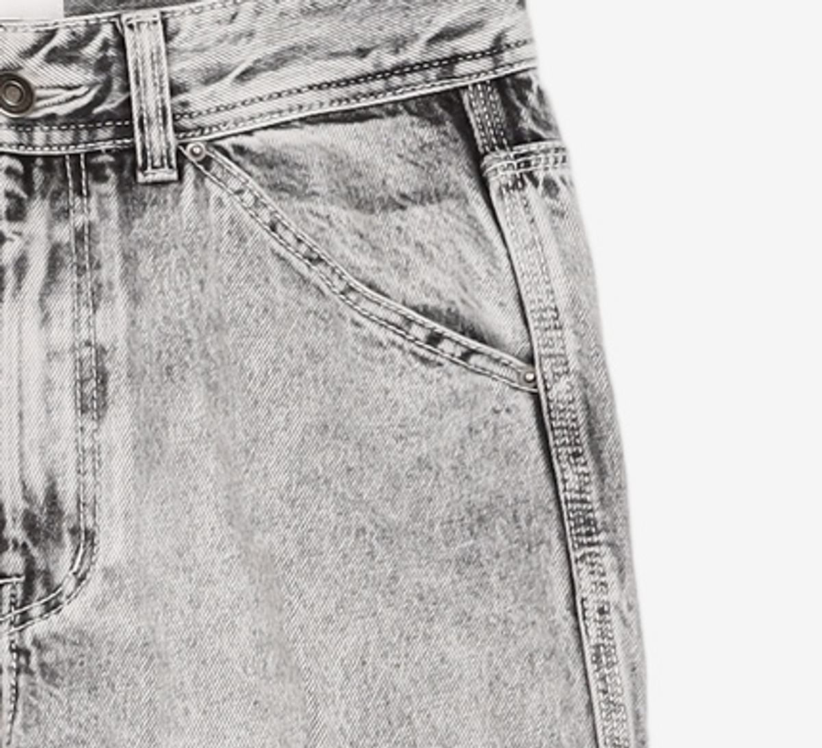 메종미네드(MAISON MINED) WHITE SPREAD CARPENTER DENIM-WHITE 46