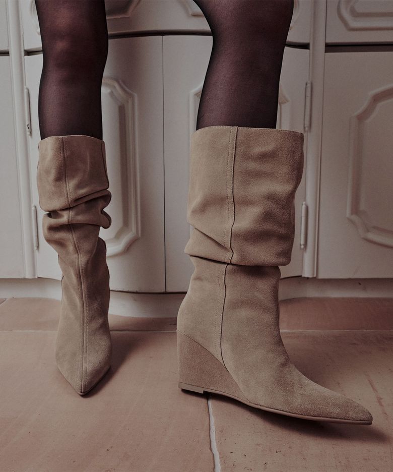 309 fade wedge boots / beige