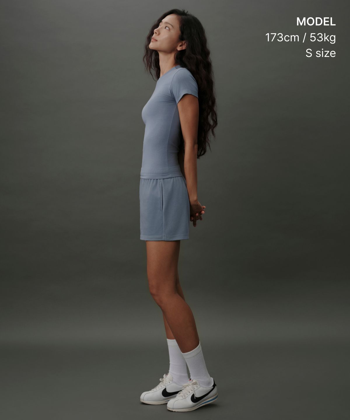 무신사 스탠다드 우먼(MUSINSA STANDARD WOMAN) [리커버리] 우먼즈 슬림 핏 반소매 티셔츠 [블루]