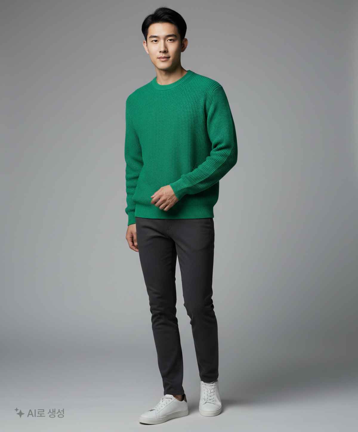 키뮤어(KIIMUIR) 22FW 워셔블 크루넥 니트_ 에메랄드 그린 XL