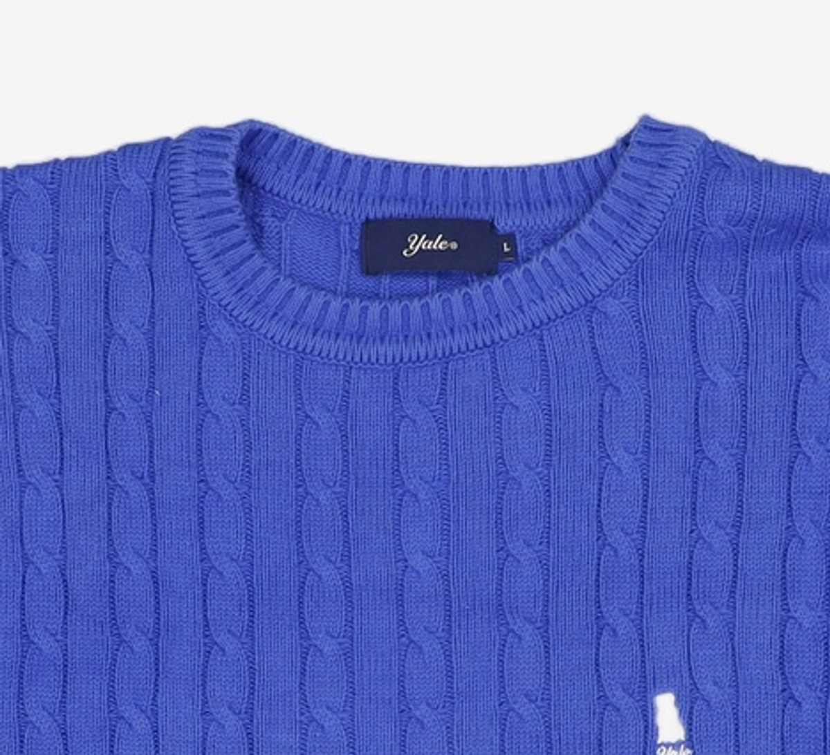 예일(YALE) HERITAGE DAN CABLE KNIT TEE BLUE L