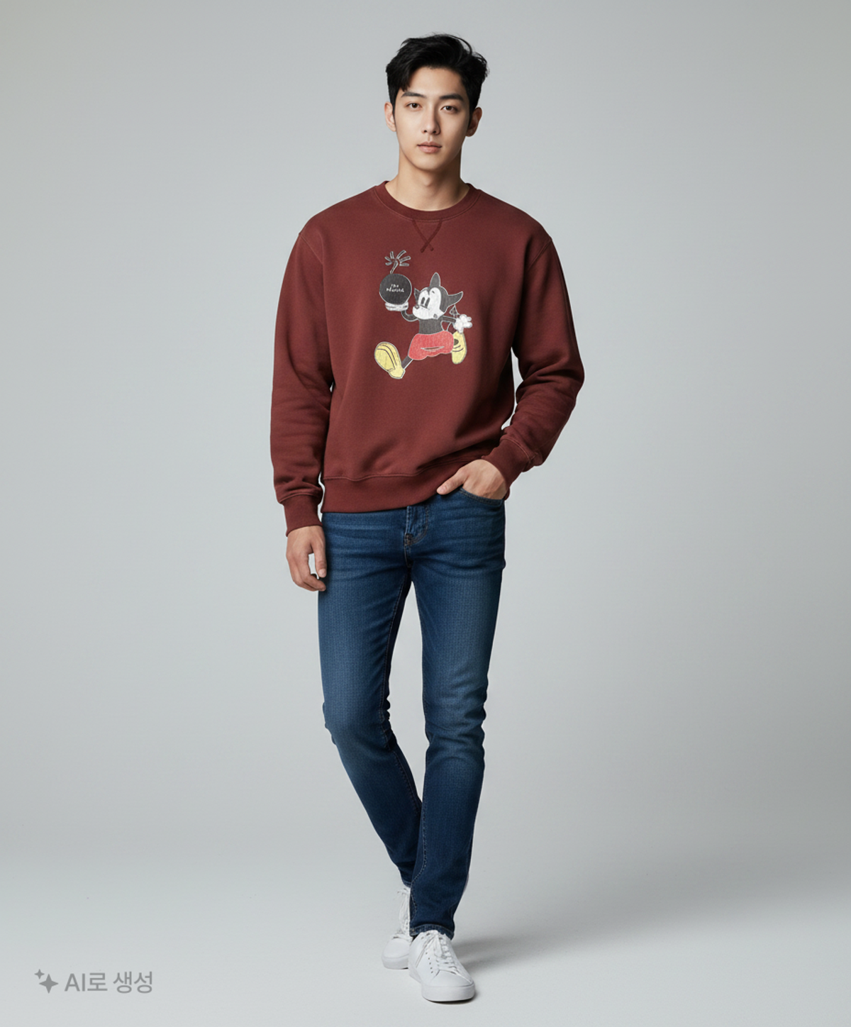 1011갤러리(1011 GALLERY) Gallery Mickey Sweatshirts - Burgundy FREE