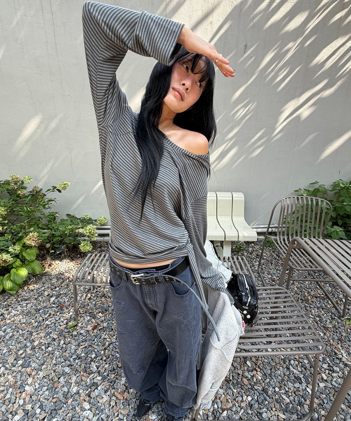 엘씨디씨티엠(LCDC™) STRIPED STRAP HOODED TOP (KHAKI)