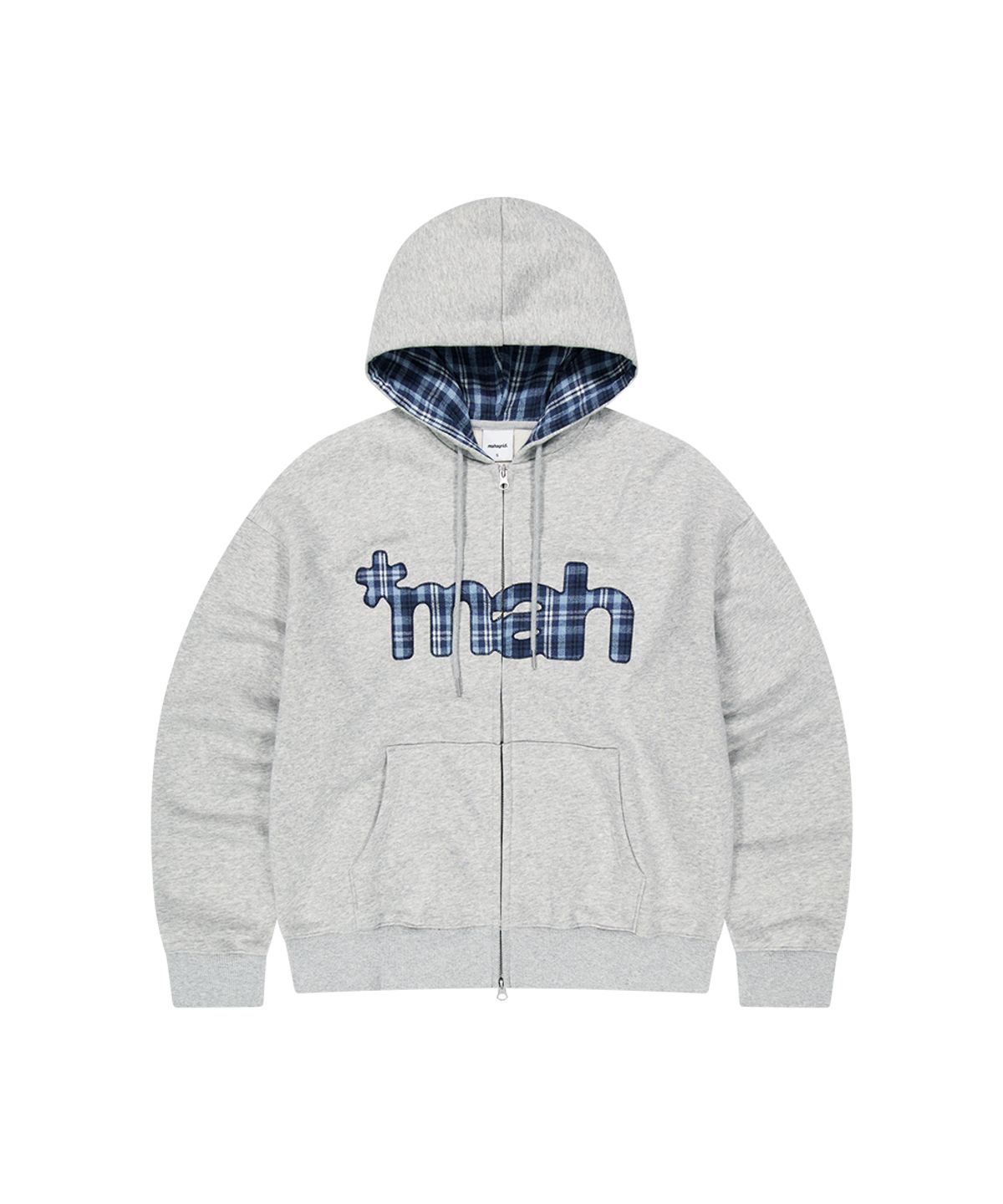 마하그리드(MAHAGRID) CHECK APPLIQUE HOOD ZIP UP[GREY]