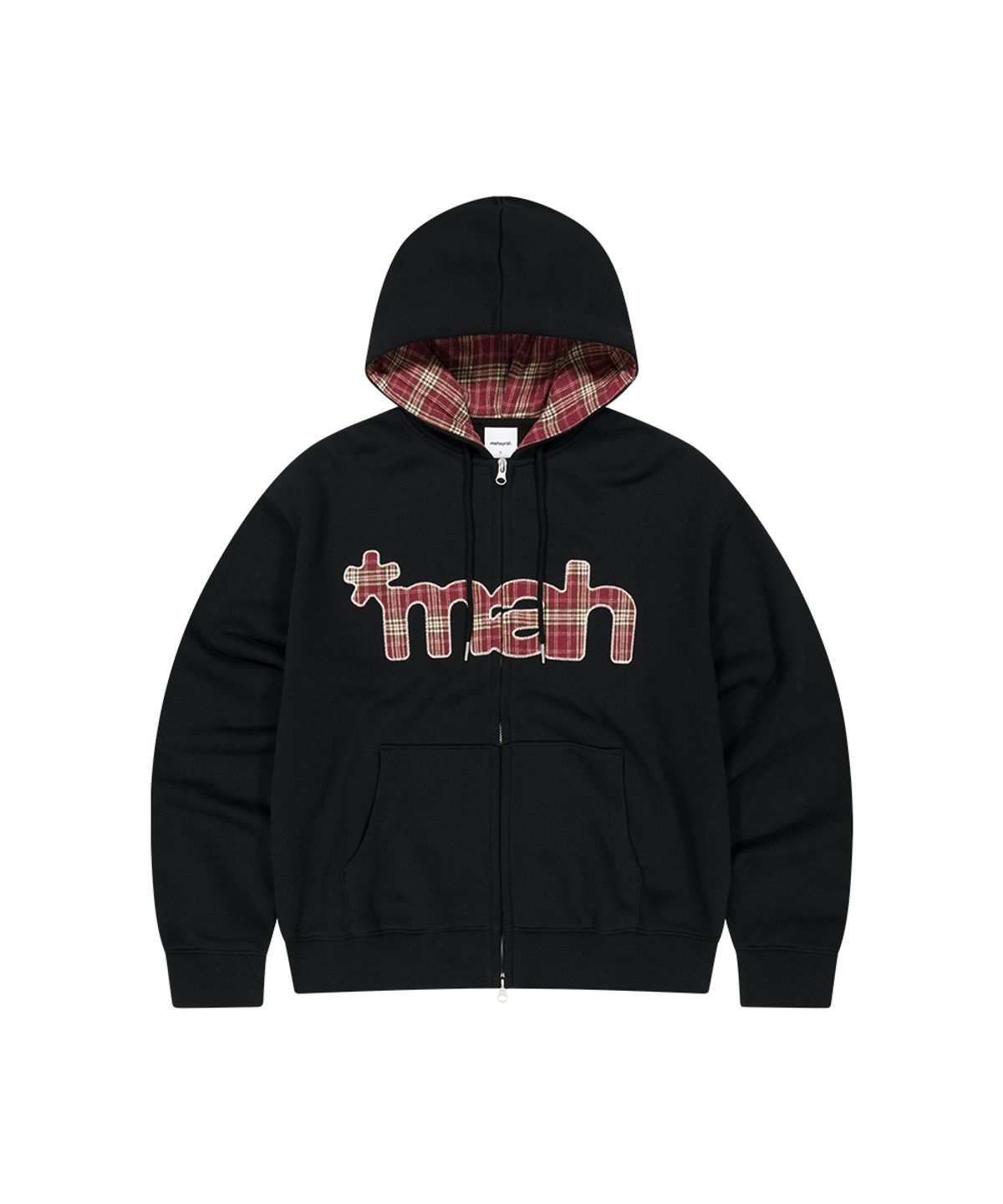마하그리드(MAHAGRID) CHECK APPLIQUE HOOD ZIP UP[BLACK]