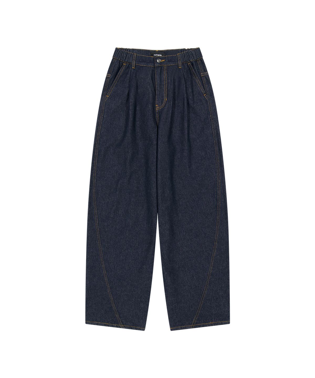 마하그리드(MAHAGRID) TWO TUCK CURVED DENIM PANTS[BLUE]