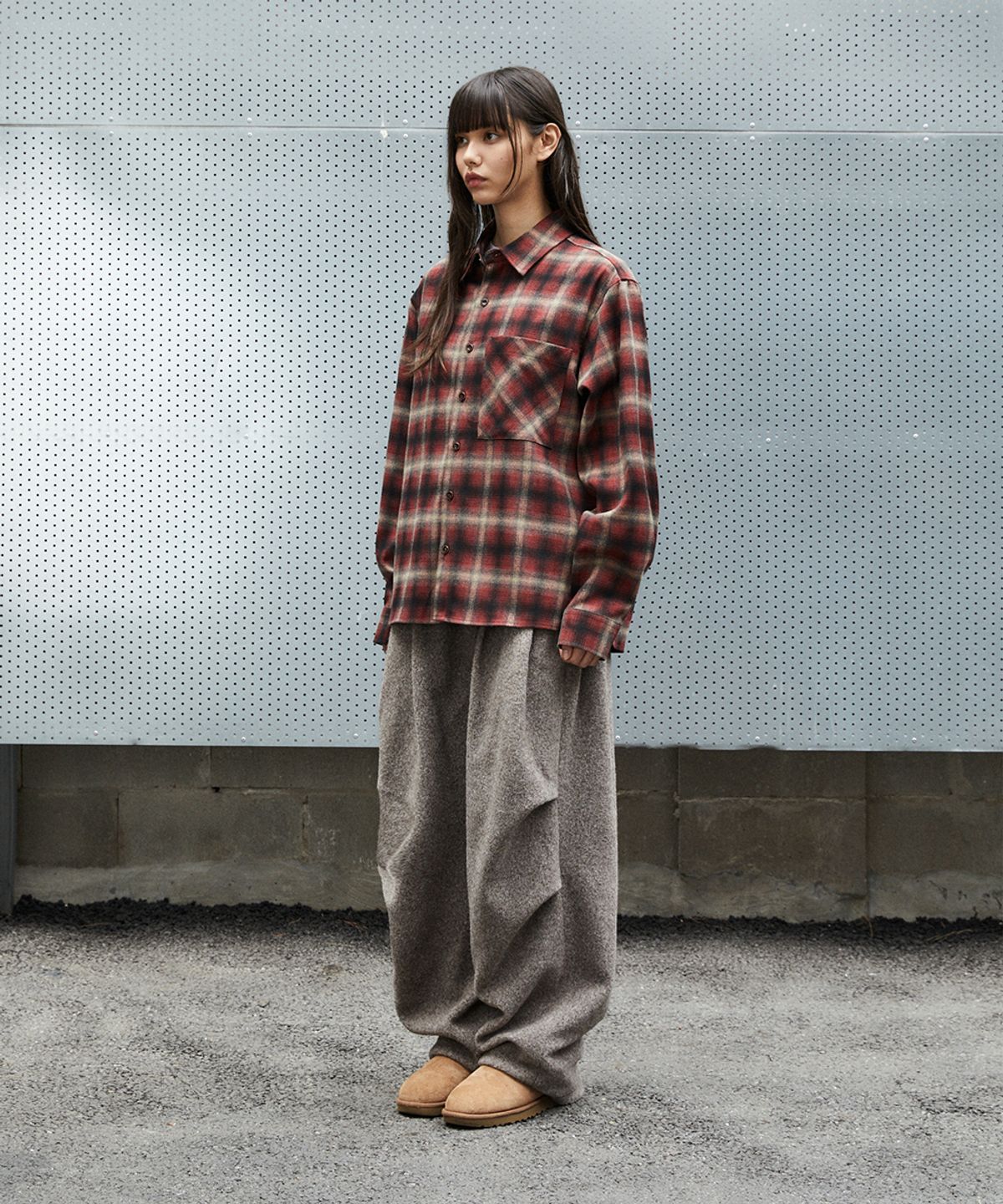 마하그리드(MAHAGRID) FLANNEL CHECK SHIRT[RED]