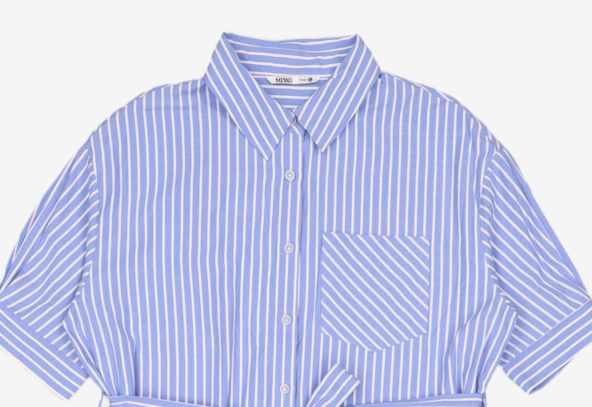 미쏘(MIXXO) 스트라이프 셔츠 원피스 MIWOWB528B L