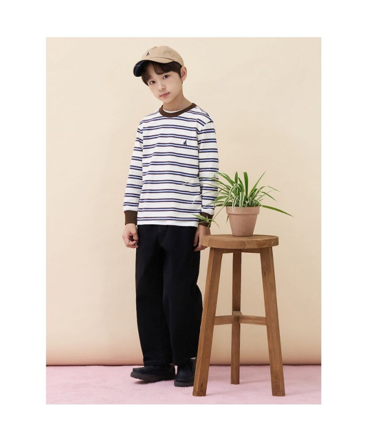 빈폴 키즈(BEANPOLE KIDS) 릴렉스핏 멀티 스트라이프 긴소매 티셔츠  아이보리 (BI6841U080) (BI6841U080)