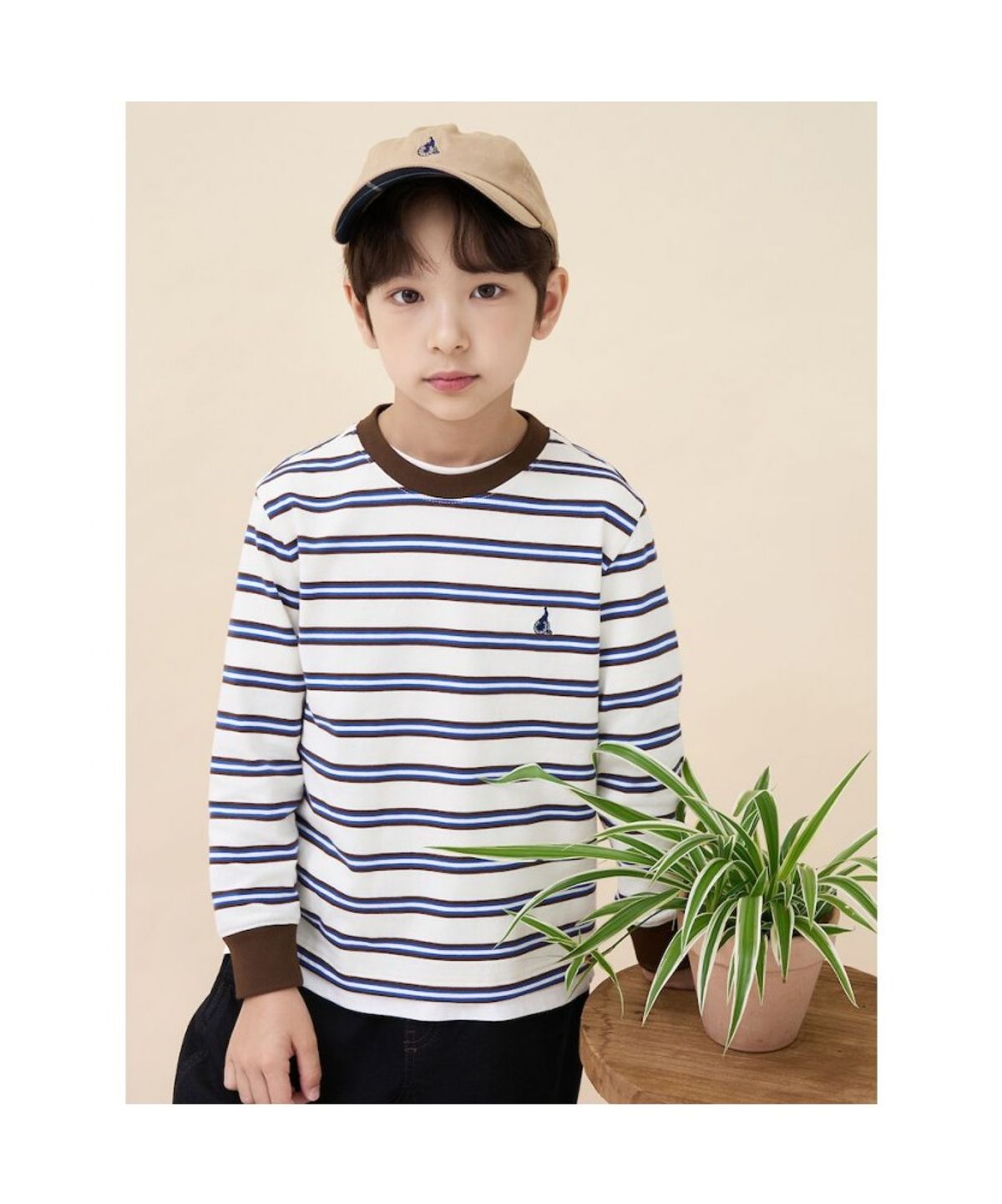 빈폴 키즈(BEANPOLE KIDS) 릴렉스핏 멀티 스트라이프 긴소매 티셔츠  아이보리 (BI6841U080) (BI6841U080)