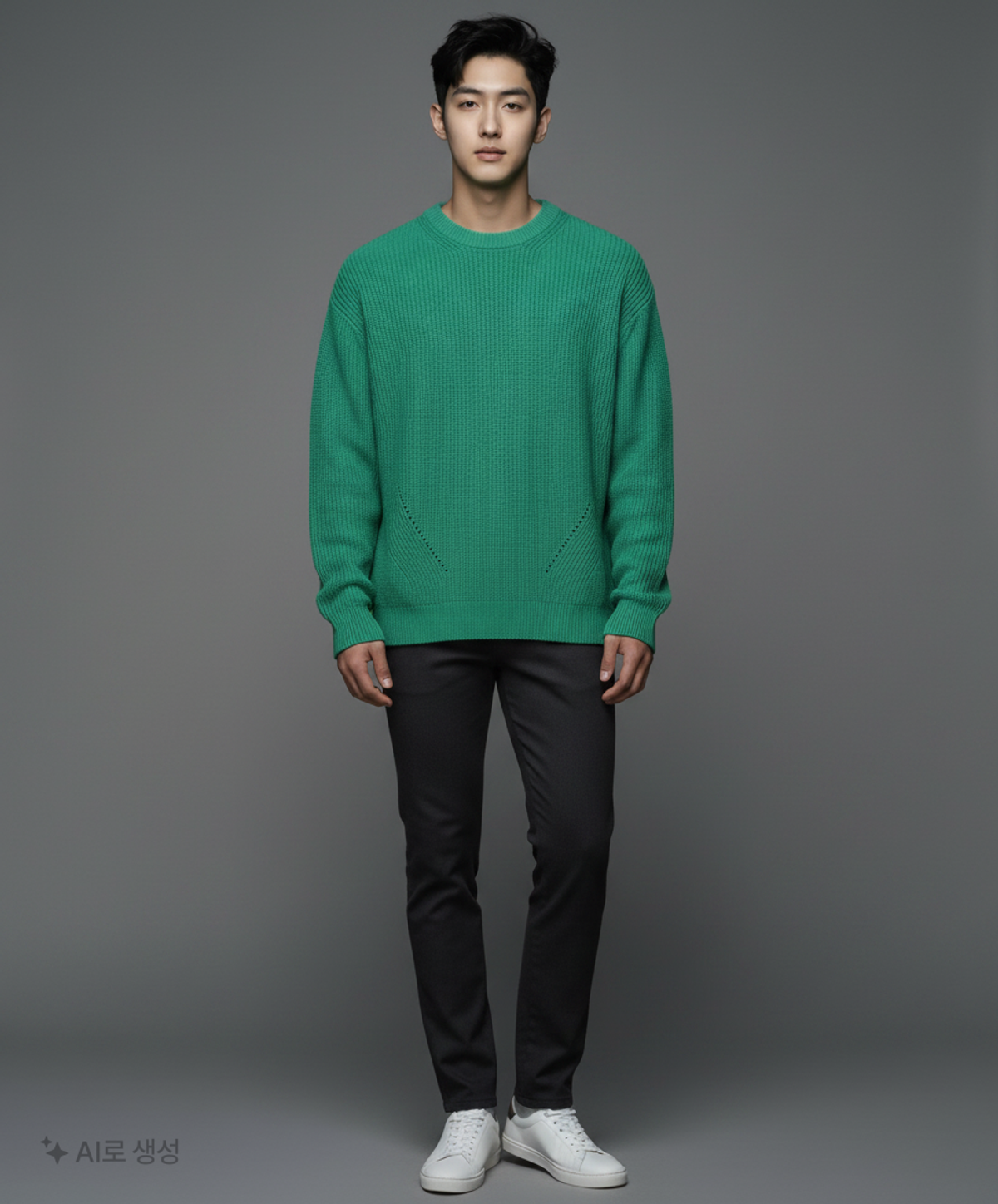 키뮤어(KIIMUIR) 22FW 워셔블 크루넥 니트_ 에메랄드 그린 XL