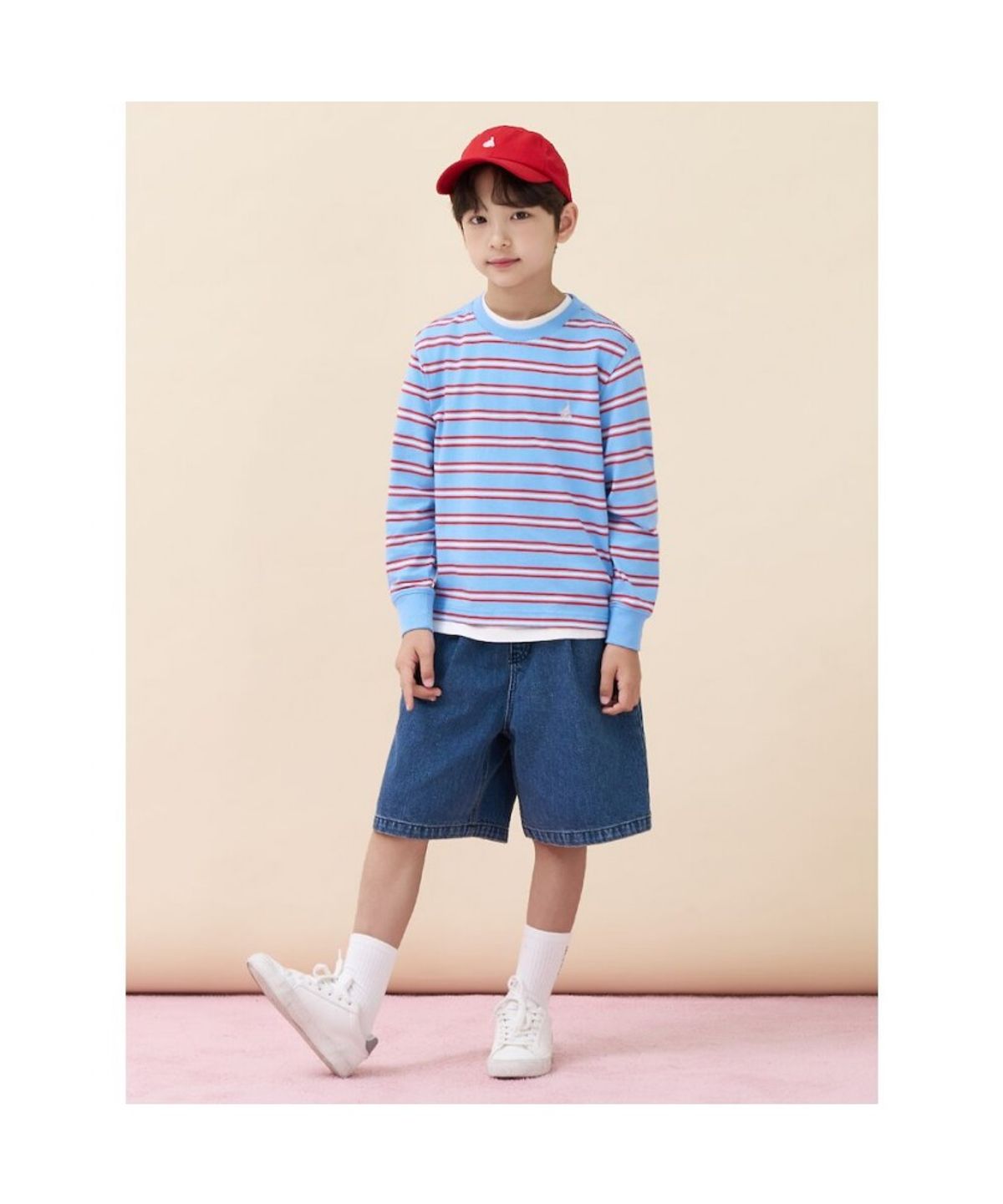 빈폴 키즈(BEANPOLE KIDS) 릴렉스핏 멀티 스트라이프 긴소매 티셔츠  블루 (BI6841U08P) (BI6841U08P)