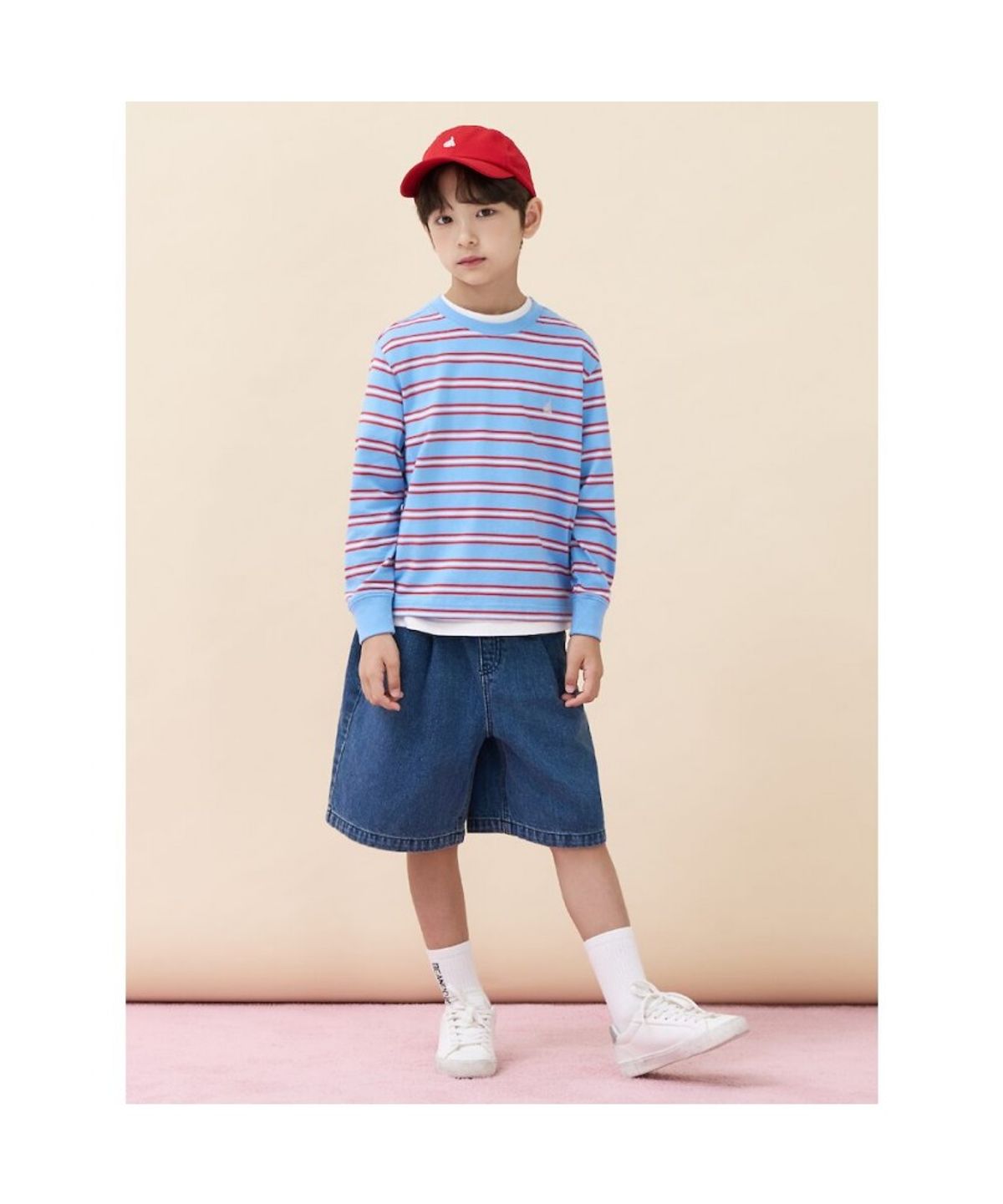 빈폴 키즈(BEANPOLE KIDS) 릴렉스핏 멀티 스트라이프 긴소매 티셔츠  블루 (BI6841U08P) (BI6841U08P)