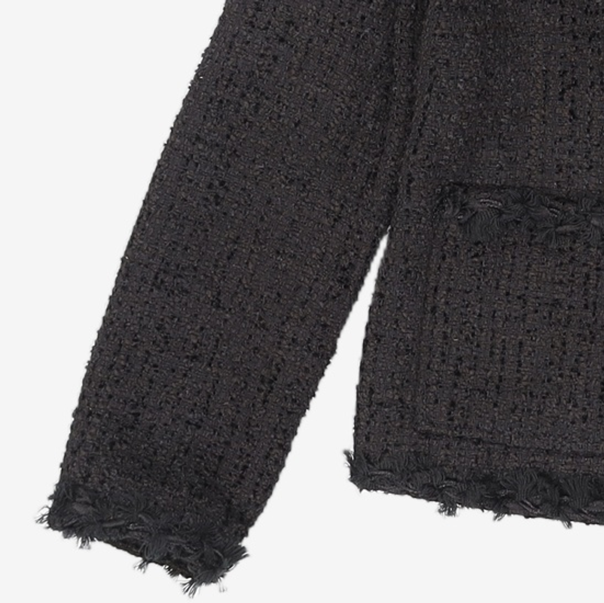 320쇼룸(320SHOWROOM) No Collar Round Trimming Jennie Tweed Jacket Black FREE