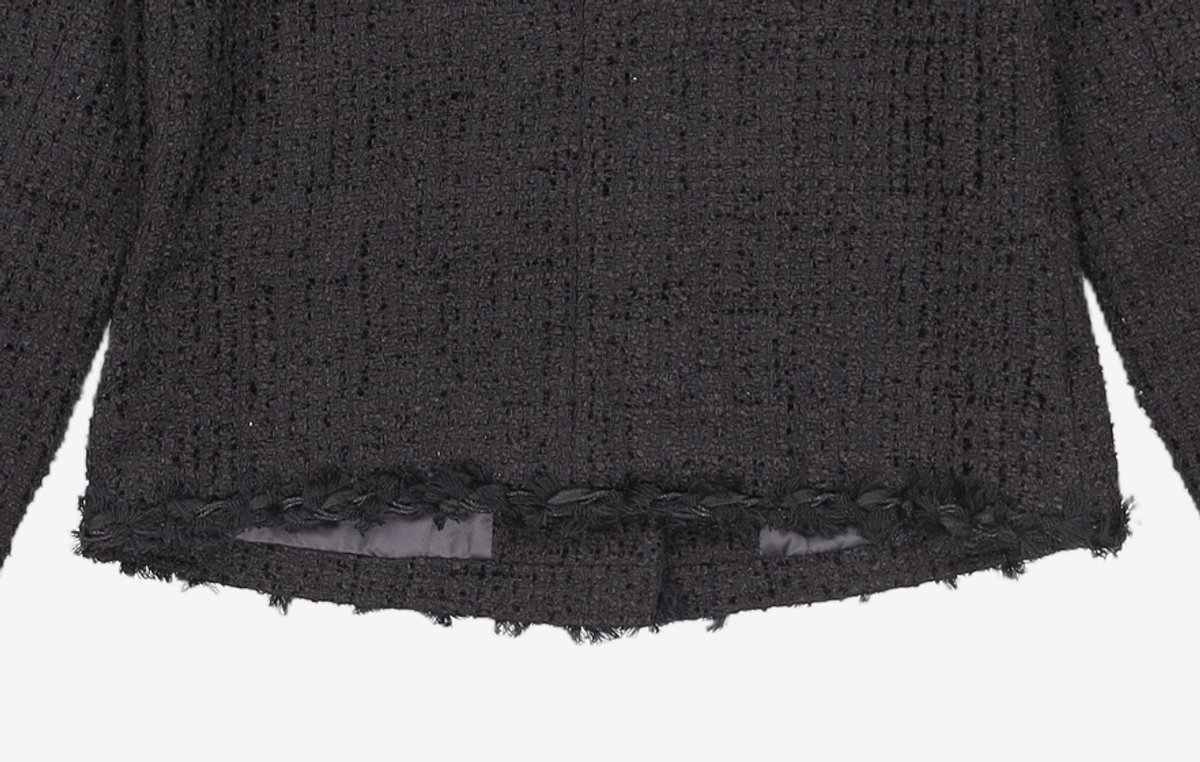 320쇼룸(320SHOWROOM) No Collar Round Trimming Jennie Tweed Jacket Black FREE