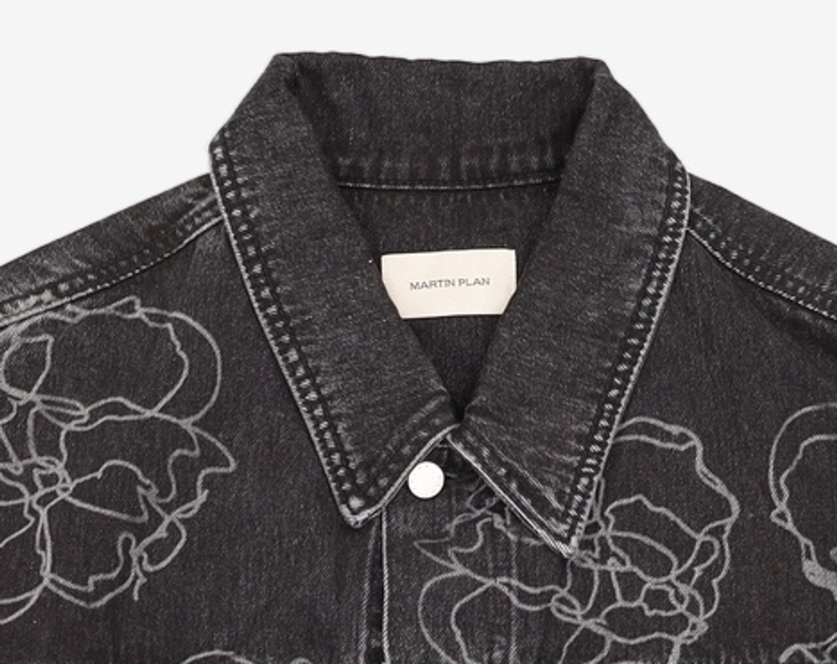 마틴플랜(MARTIN PLAN) (Set-up)Flower Lazer Denim Jacket - BLACK 100