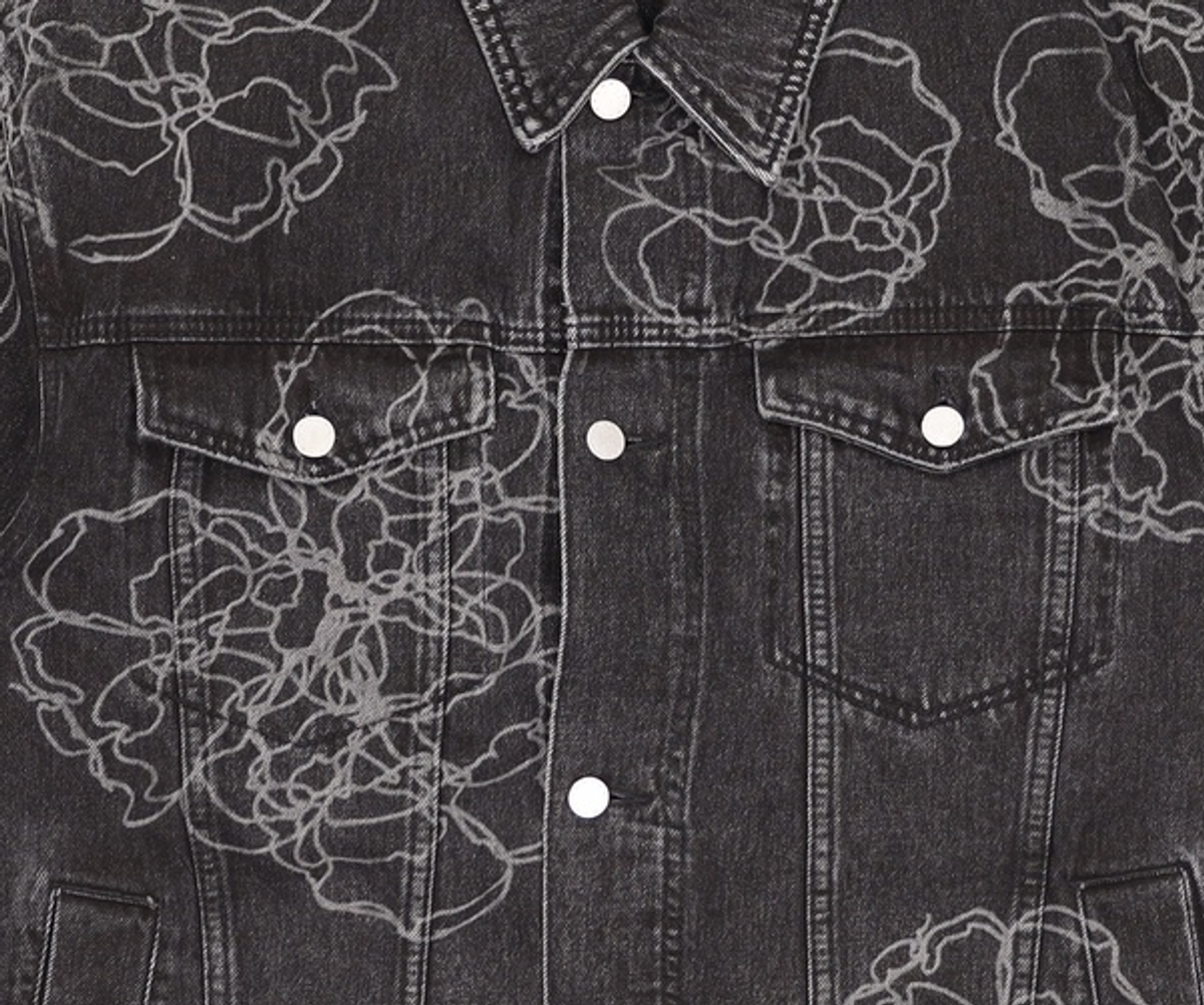 마틴플랜(MARTIN PLAN) (Set-up)Flower Lazer Denim Jacket - BLACK 100
