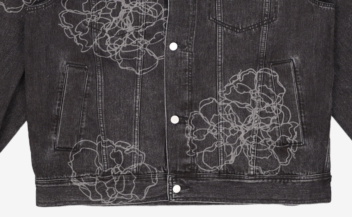 마틴플랜(MARTIN PLAN) (Set-up)Flower Lazer Denim Jacket - BLACK 100
