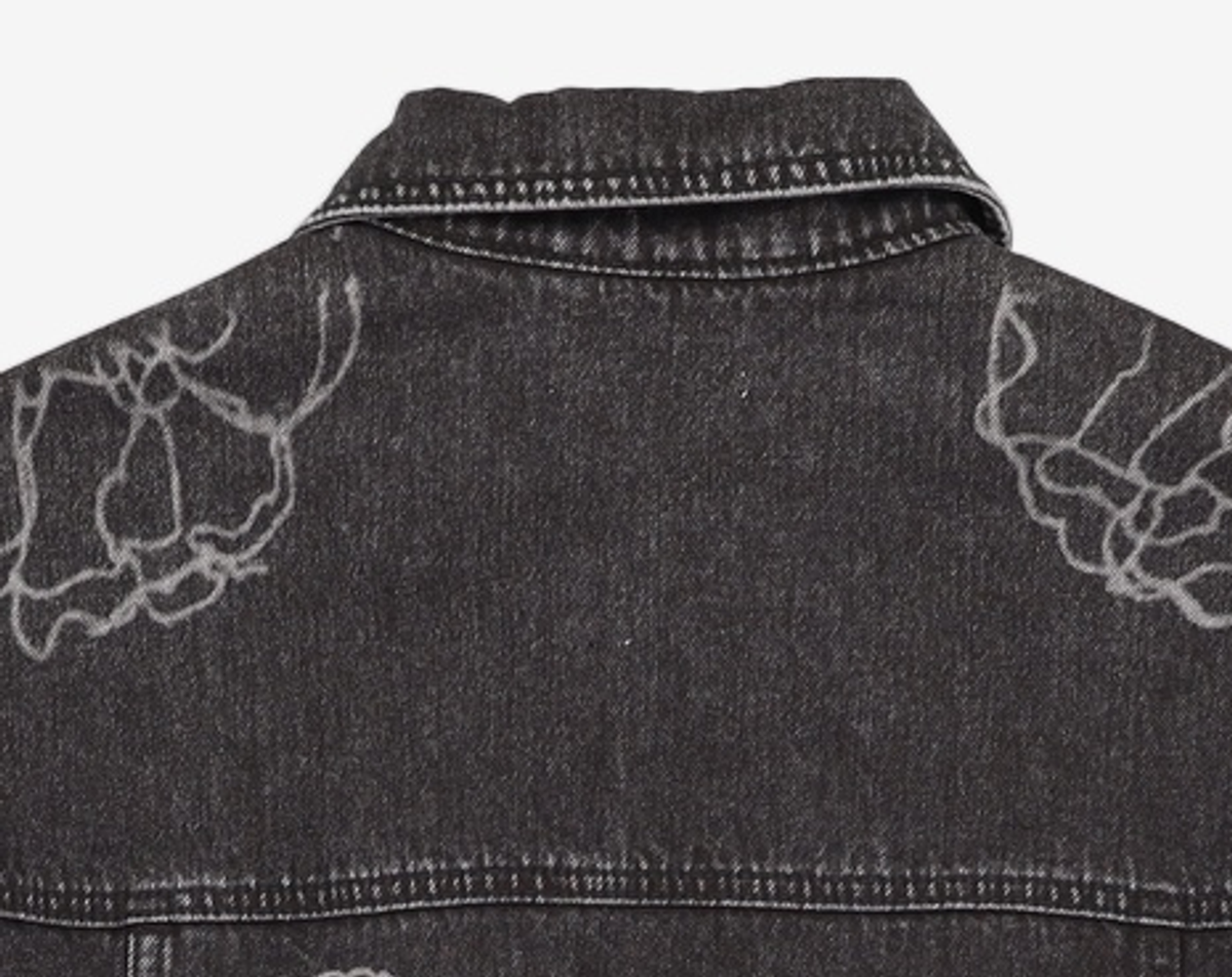 마틴플랜(MARTIN PLAN) (Set-up)Flower Lazer Denim Jacket - BLACK 100