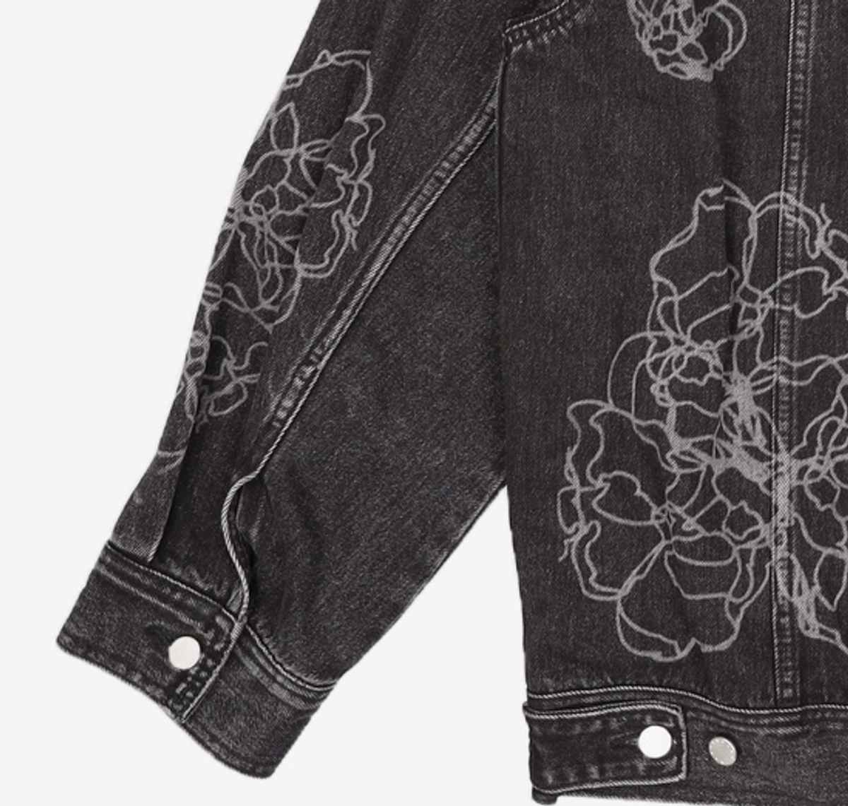 마틴플랜(MARTIN PLAN) (Set-up)Flower Lazer Denim Jacket - BLACK 100