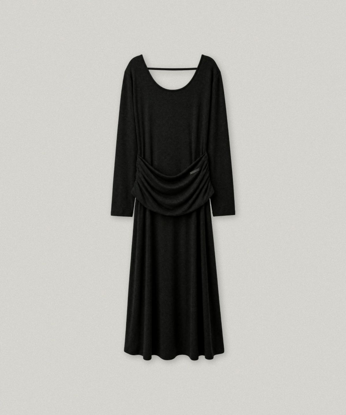 폴뉴아(FOLNUA) NOCTURNE SHIRRING LONG DRESS (BLACK)