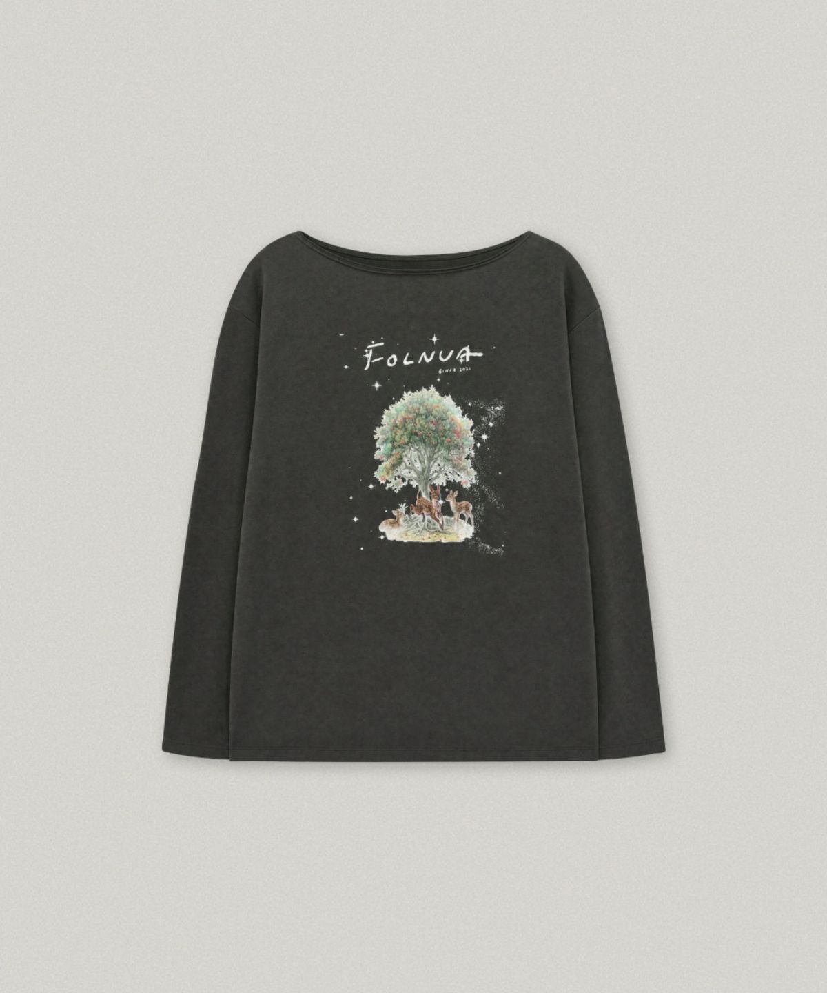 폴뉴아(FOLNUA) CERF OFF SHOULDER LONG SLEEVE (CHARCOAL)