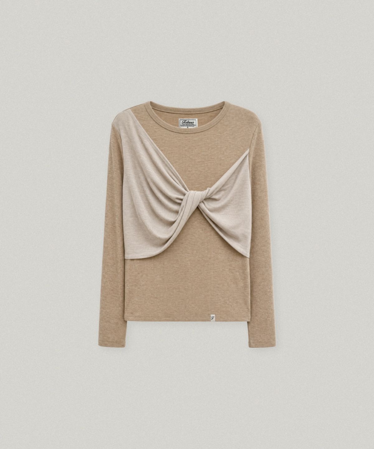 폴뉴아(FOLNUA) ENTRELACE SLIM T-SHIRT (BEIGE)