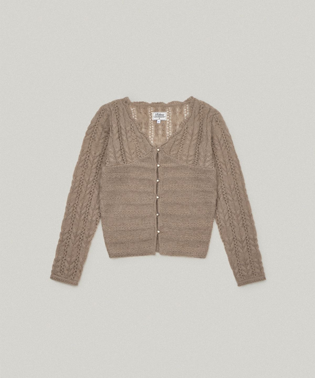 폴뉴아(FOLNUA) HAIRY CABLE CARDIGAN (MOCHA)