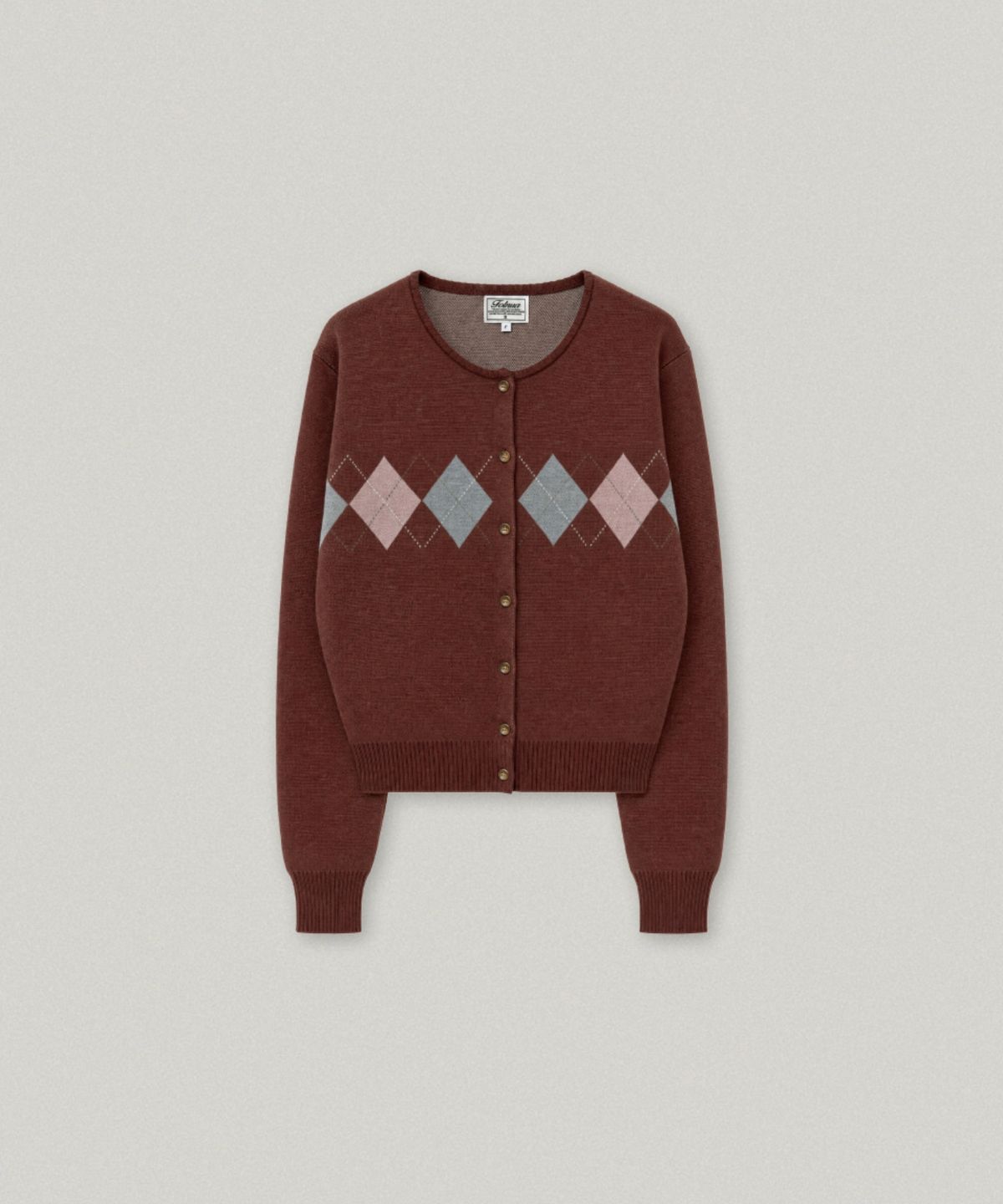 폴뉴아(FOLNUA) HARRINGTON ARGYLE CARDIGAN (BURGUNDY)