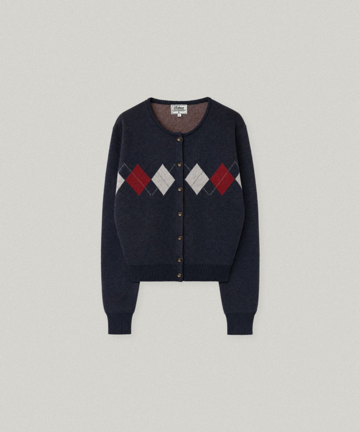 폴뉴아(FOLNUA) HARRINGTON ARGYLE CARDIGAN (NAVY)