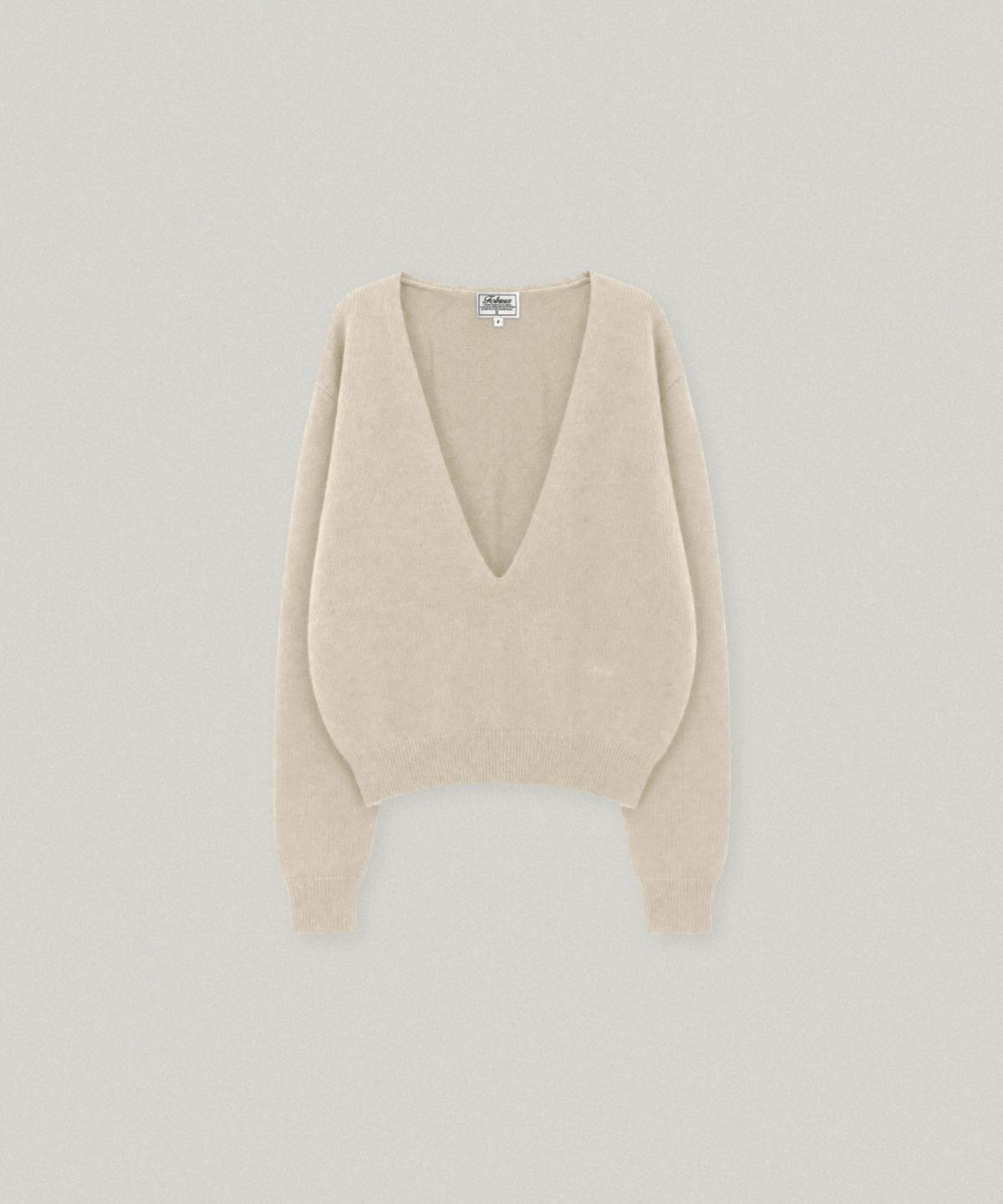 폴뉴아(FOLNUA) PLONGER DEEP V NECK KNIT (OATMEAL)