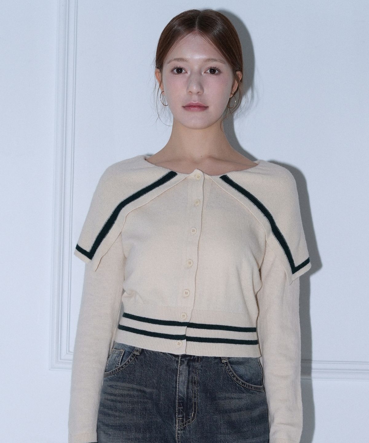 블레티(VLETI) Wool Calla Slim Knit Cardigan (Cream)