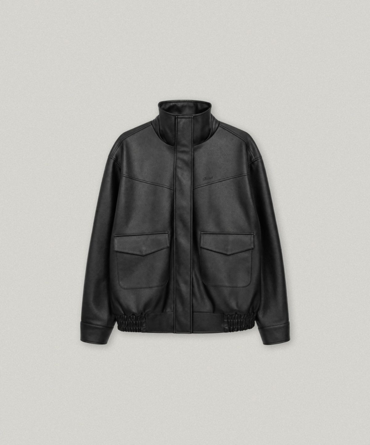 폴뉴아(FOLNUA) NOBLINE HIGH NECK LEATHER JACKET (BLACK)