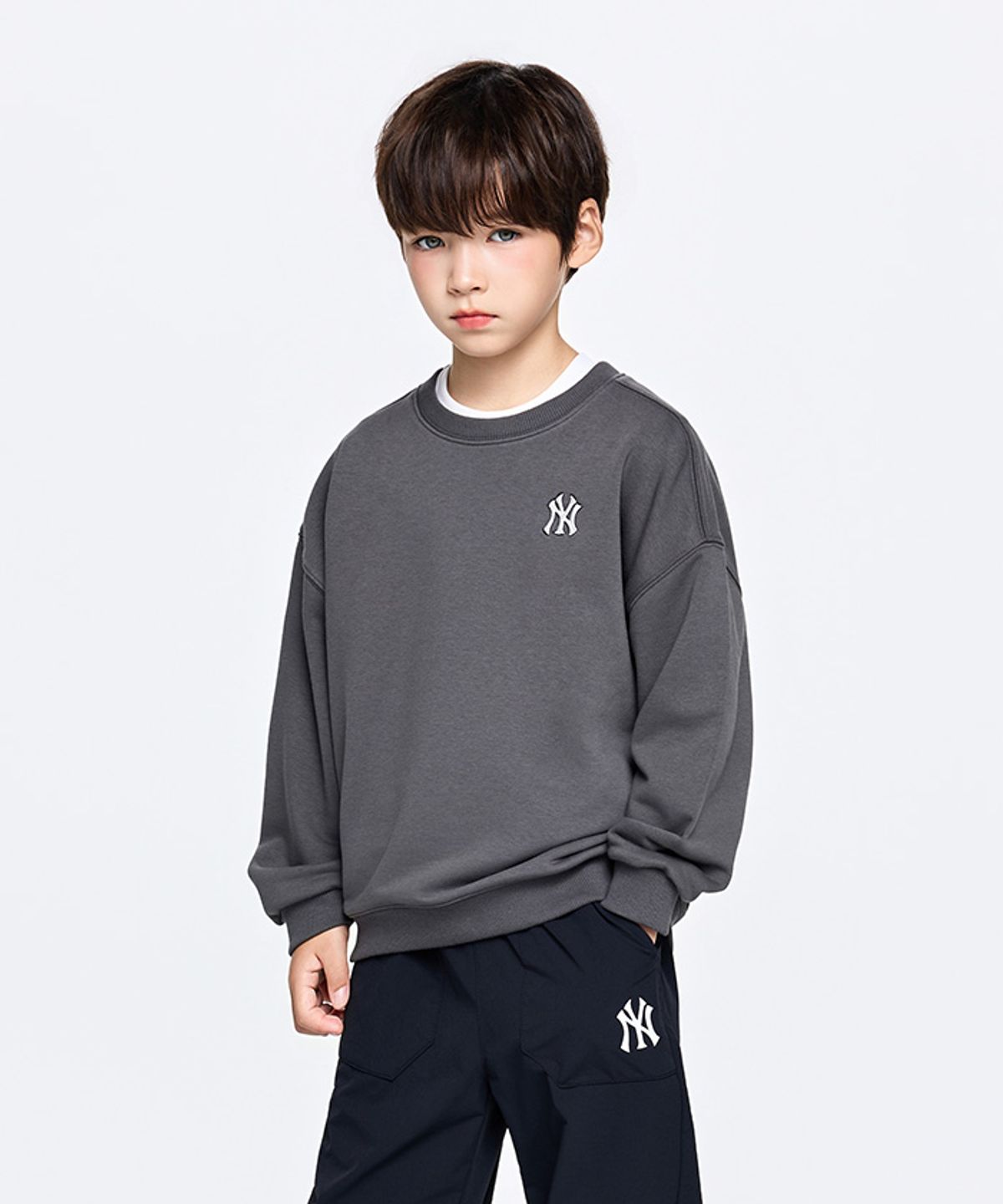 엠엘비 키즈(MLB KIDS) 스포티브 베이직 스몰로고 맨투맨 NY (D.Grey)