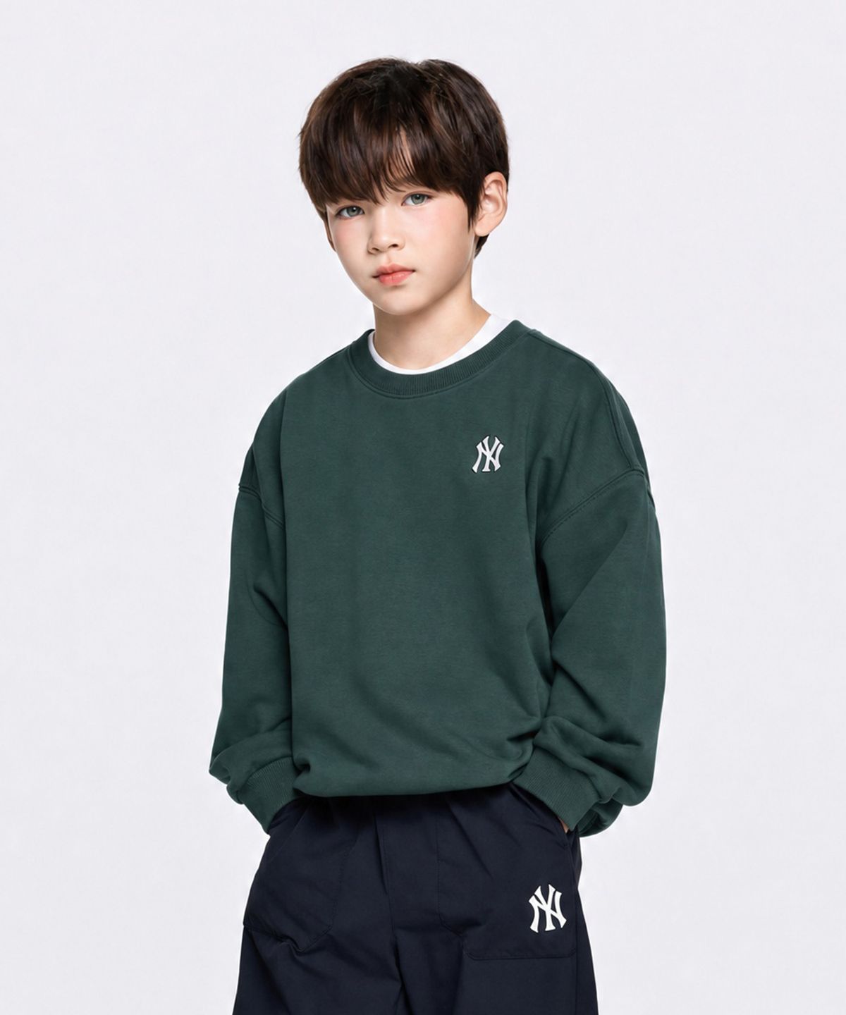 엠엘비 키즈(MLB KIDS) 스포티브 베이직 스몰로고 맨투맨 NY (Green)
