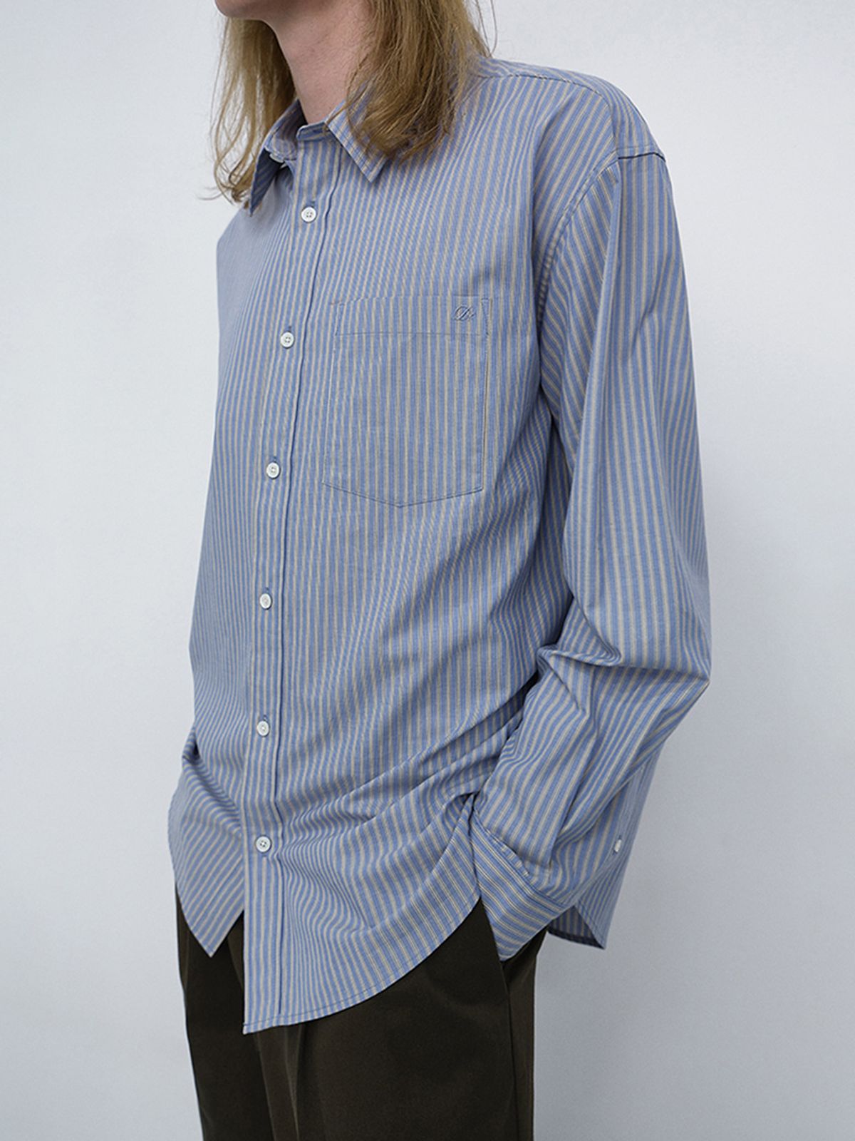던스트 포 맨(DUNST FOR MEN) UNISEX INFORMAL SHIRT_UDSH6C102_BLUE STRIPE