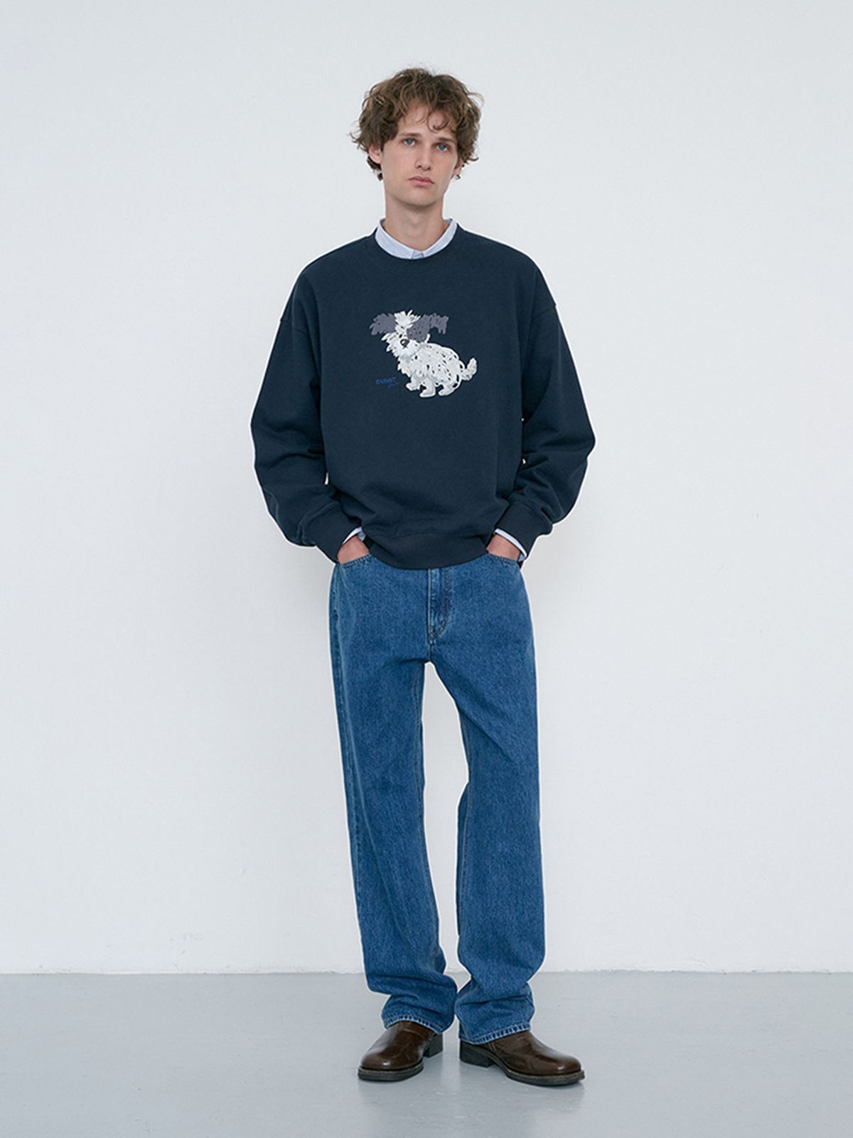 던스트 포 맨(DUNST FOR MEN) UNISEX PUPPY SWEATSHIRT_UDTS6C112_FRENCH NAVY