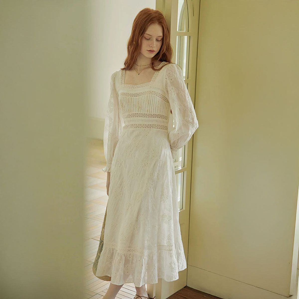 프라우드 마리(PROUD MARY) PM_Square neck lace dress