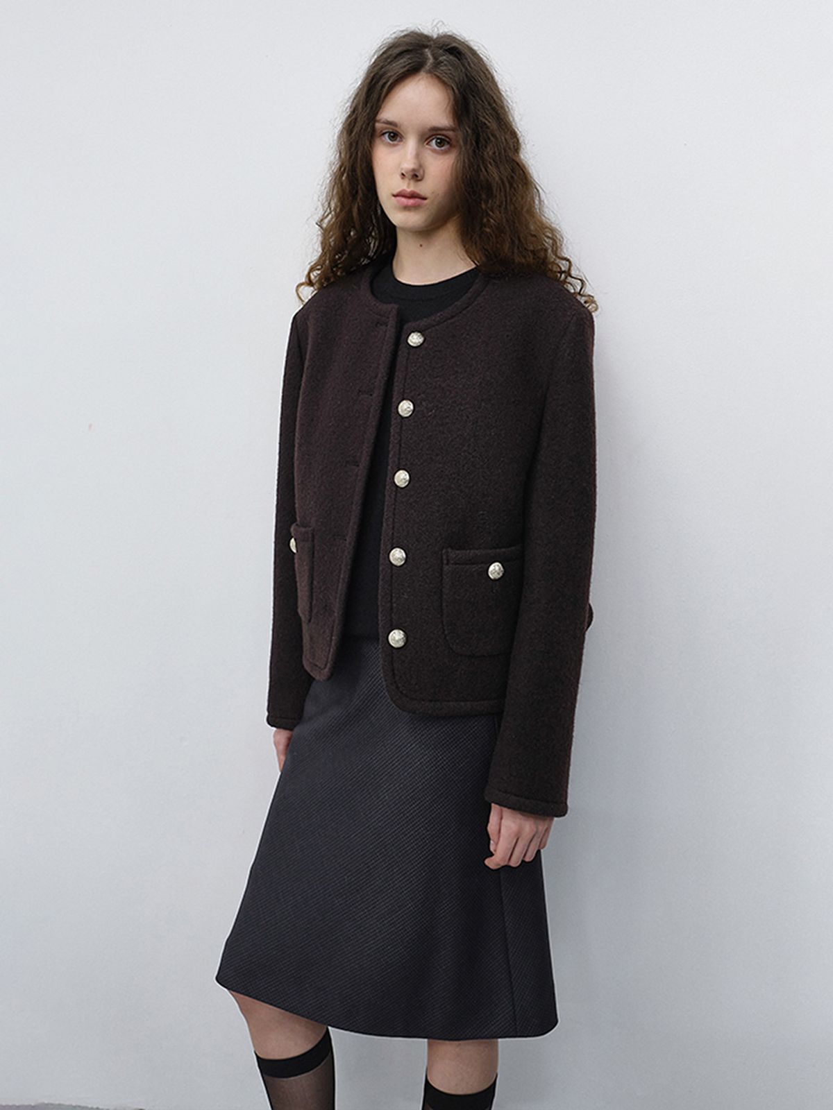 던스트(DUNST) BIAS MIDI CHECKED SKIRT_UDSK6C204_BLACK CHECK