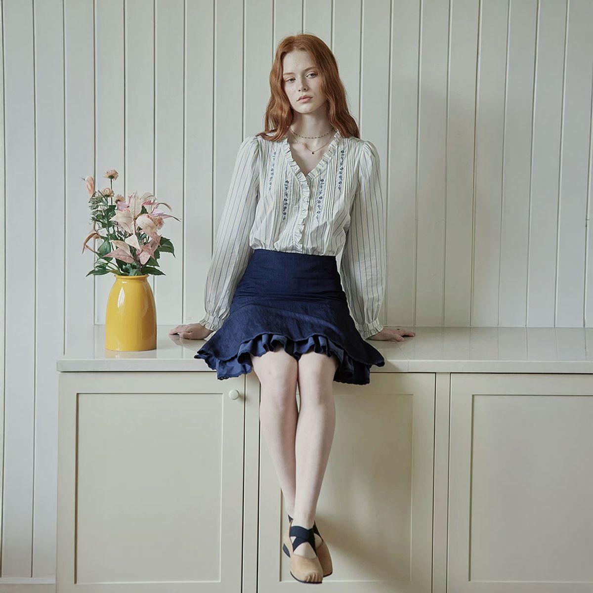 프라우드 마리(PROUD MARY) PM_Ruffle hem midi skirt